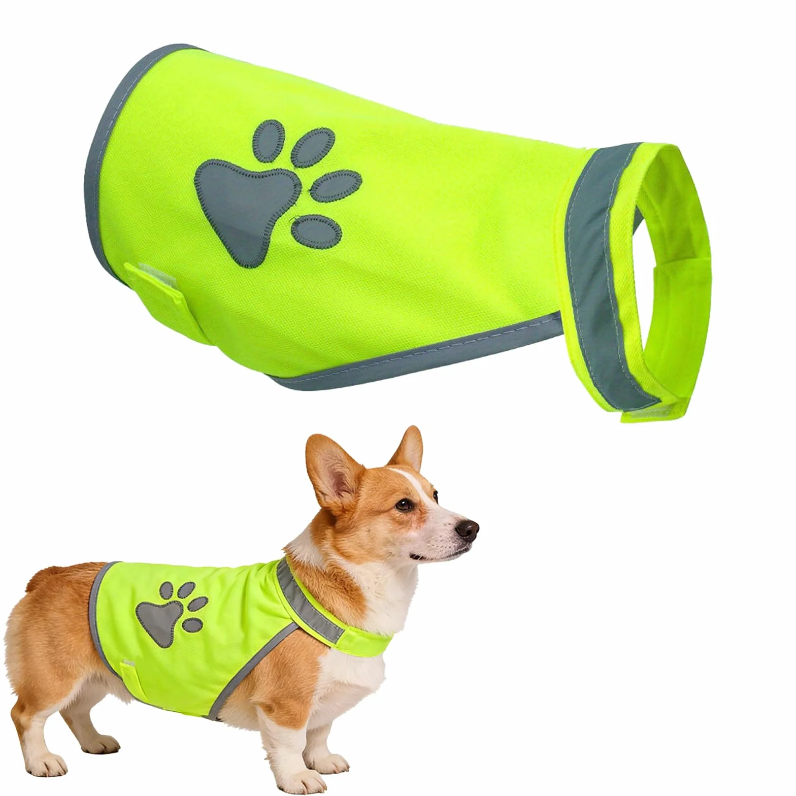 2 Pezzi Gilet di Sicurezza Riflettente per Cani, Gilet Riflettente per Cani Giubbotto alta Visibilità Giallo Fluorescente, Cinghie Regolabili e Giacche Sicure, Cappotto Protettivo Sicuro (M)