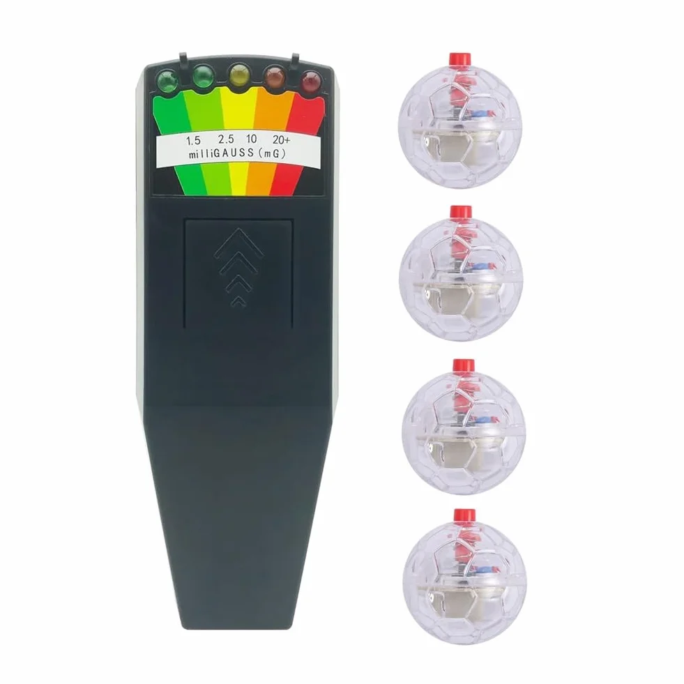 Set di attrezzi fantasmi EMF e 4 palline per gatti controllate dal movimento con luce, misuratore EMF