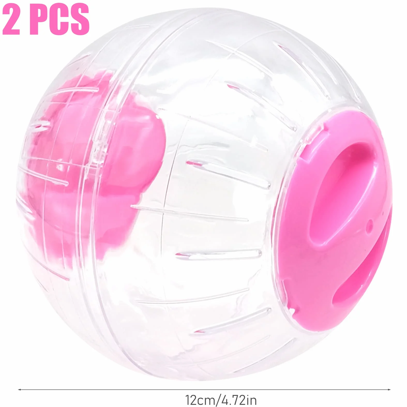 2 Pezzi Palla Criceto, Palla da Corsa per Criceto, Palla Fitness Criceto Plastica, Palline Esercizio Trasparente, Ruota di Corsa per Hamster Animali Roditori Nano Gerbilli (Rosso+Arancione)