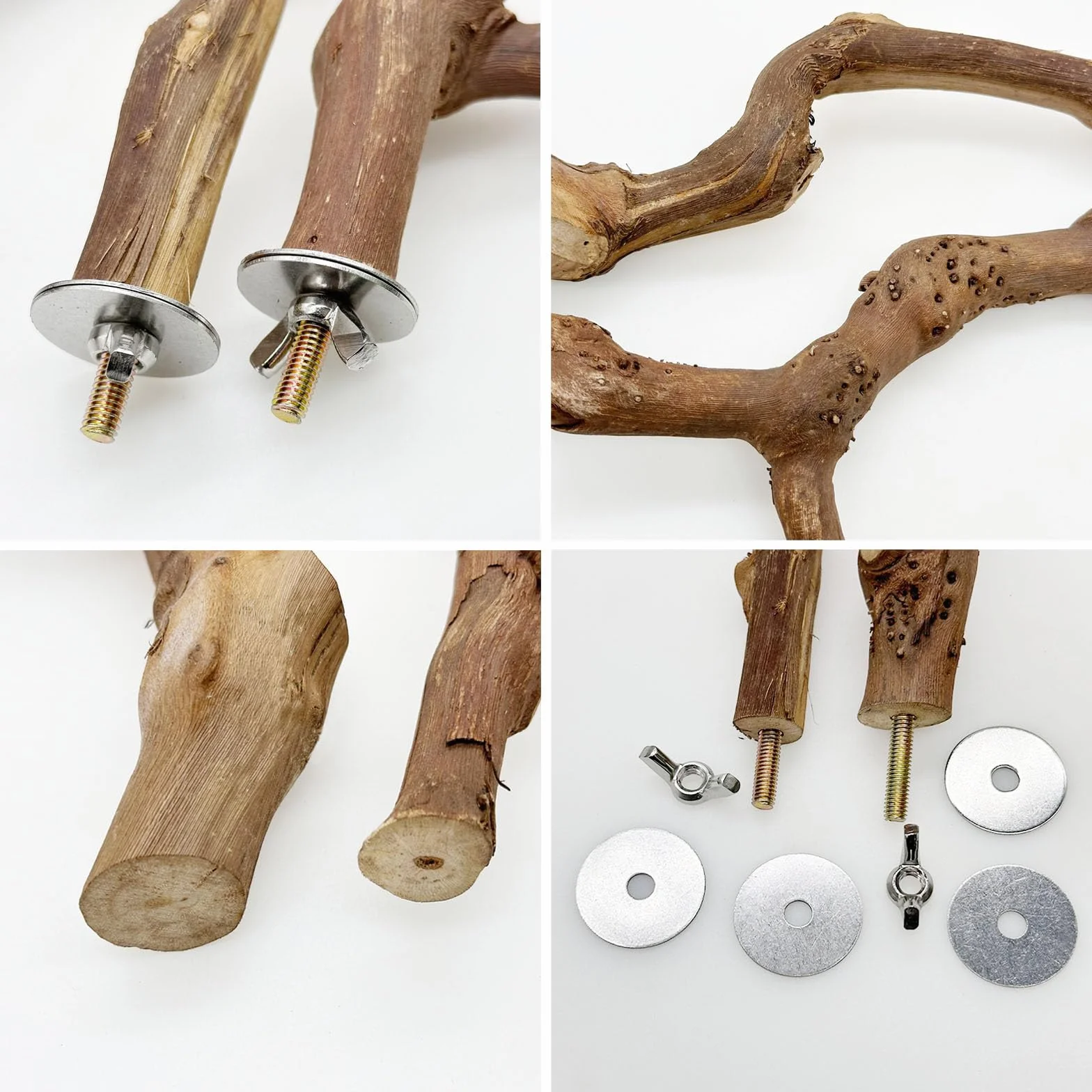 Woohome 5 Pz Posatoi in Legno di Uccelli, Posatoi per Uccelli in Legno di Uva, Trespolo per Uccelli e Pappagalli, Ramo D'uva Naturale Giocattolo Posatoi per Uccelli Legno Naturale per Cacatua