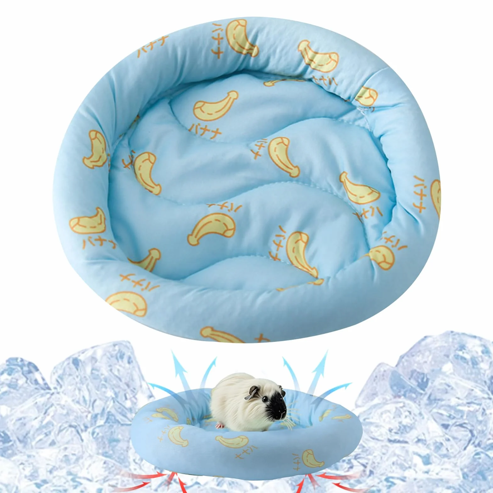 Tappetino Refrigerante per Piccoli Animali, Tappetino Refrigerante per Coniglio, 20.5cm Cuscino Rotondo per Letto, Estate Ghiaccio Seta Letto per Dormire per Criceti Porcellini d'India Conigli