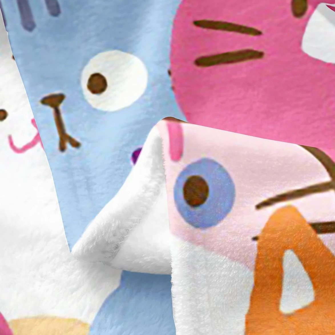 Coperta in pile di flanella, per letto e divano, per bambini e gatti, per tutte le stagioni, con simpatici gattini e animali in 3D, regalo per gli amanti dei gatti, 150 x 150 cm