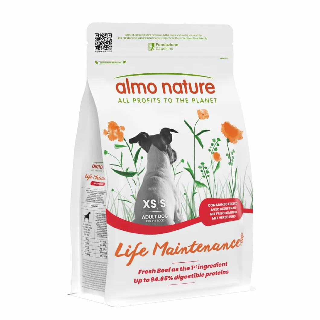 Almo Nature Life Maintenance Cibo Secco per Cane XS-S al Manzo 2 kg Crocchette Complete per Cani Adulti di Taglia Piccola