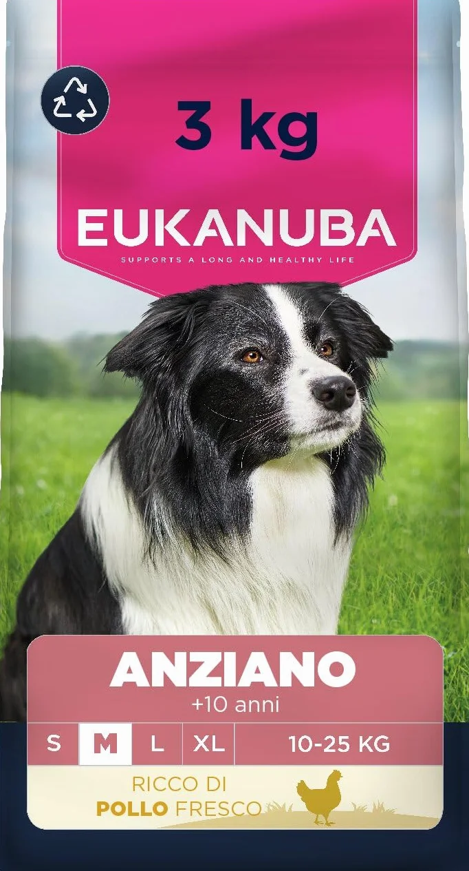 EUKANUBA Cibo secco per cani Senior con pollo fresco per razze di taglia media 3 kg