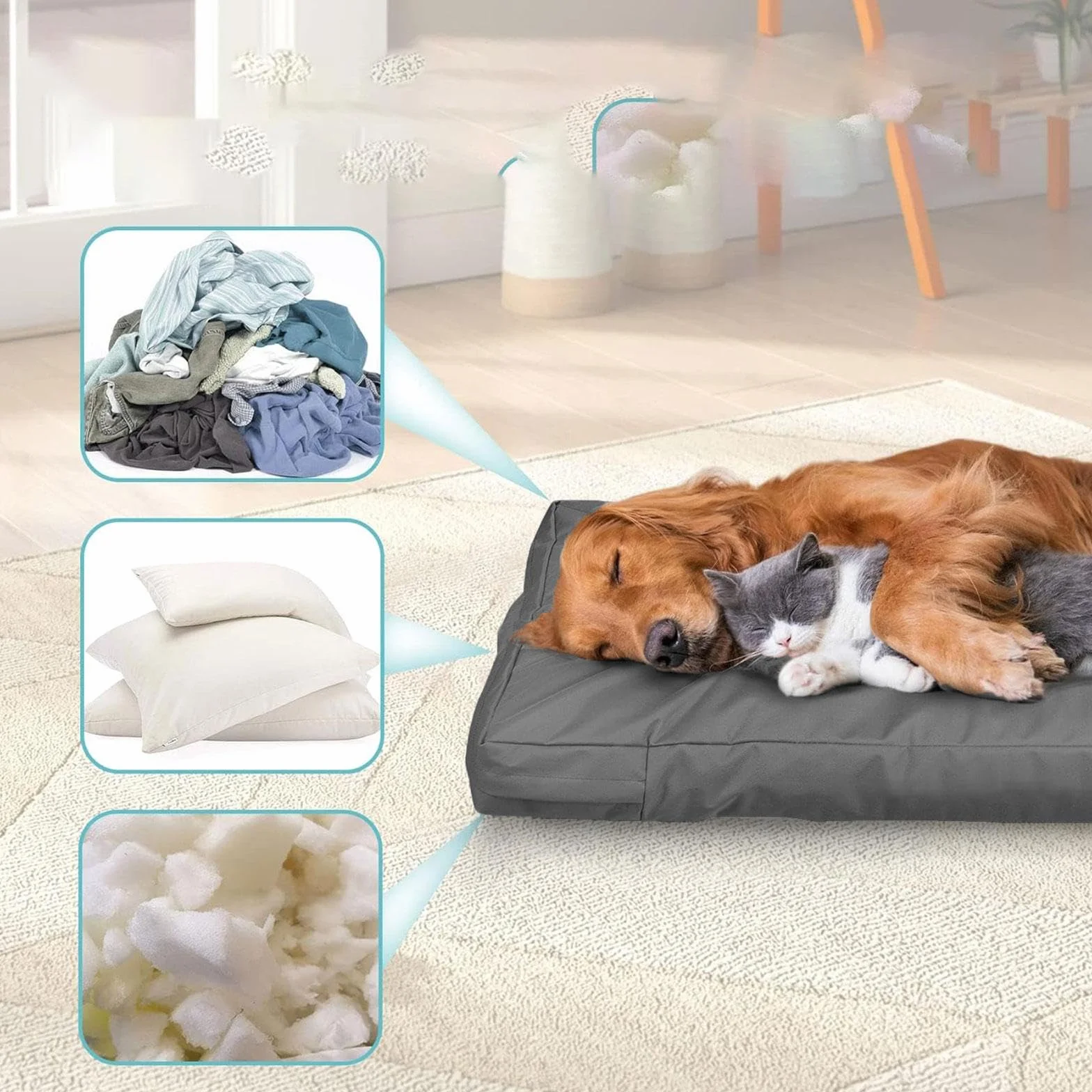 KESOTO Copertura per Cuccia Canina in Tessuto Oxford Lavabile, Coprimaterasso di Ricambio Impermeabile per Animali Domestici per Uso in Auto, in Gabbia O in Cuccia per Cani, 102 Cm X 69 Cm X 10