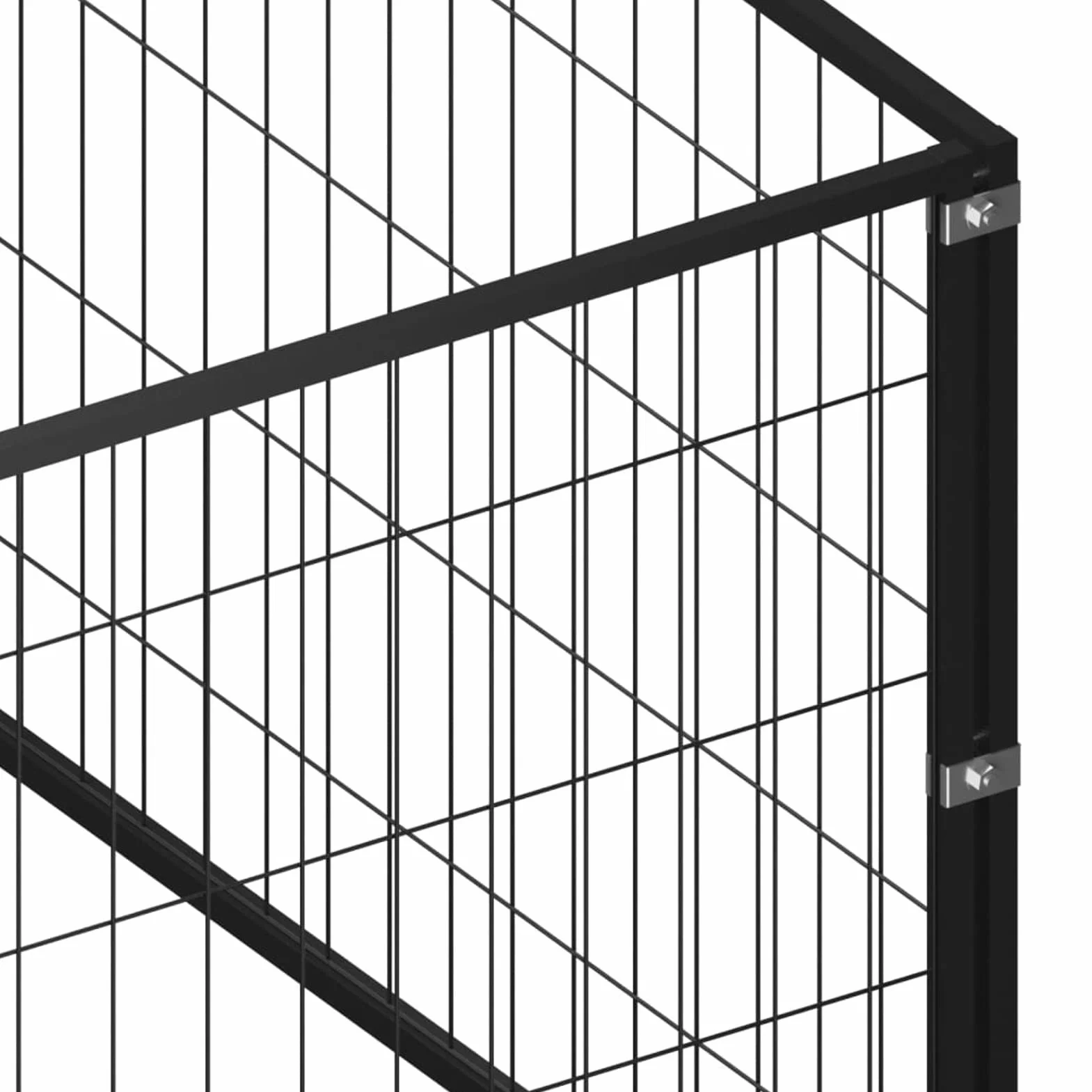 Gecheer Canile da Esterno Grande in Acciaio, Nero 200x200x70 cm - Gabbia per Cani Taglia Grande Con Recinzione 4 m²
