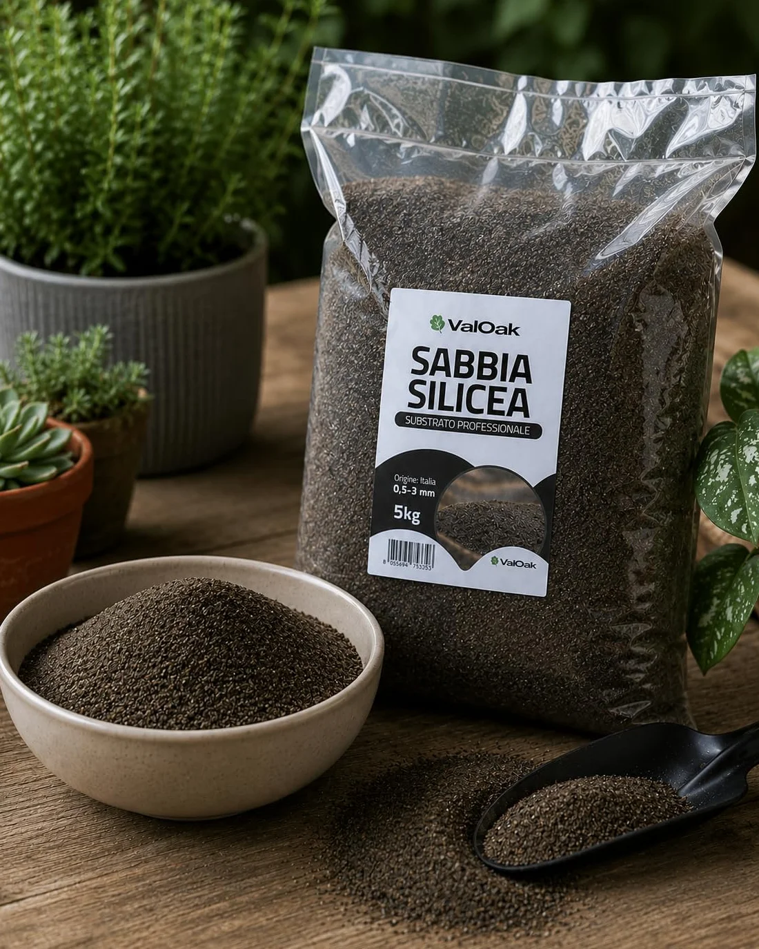 Valoak Sabbia Silicea 5 kg – Graniglia Quarzifera per Piante, Orto e Acquari | Drenaggio e Supporto Vasi | Fondo Acquario Naturale | Materiale Inerte | Made in Italy (0,5-3mm)