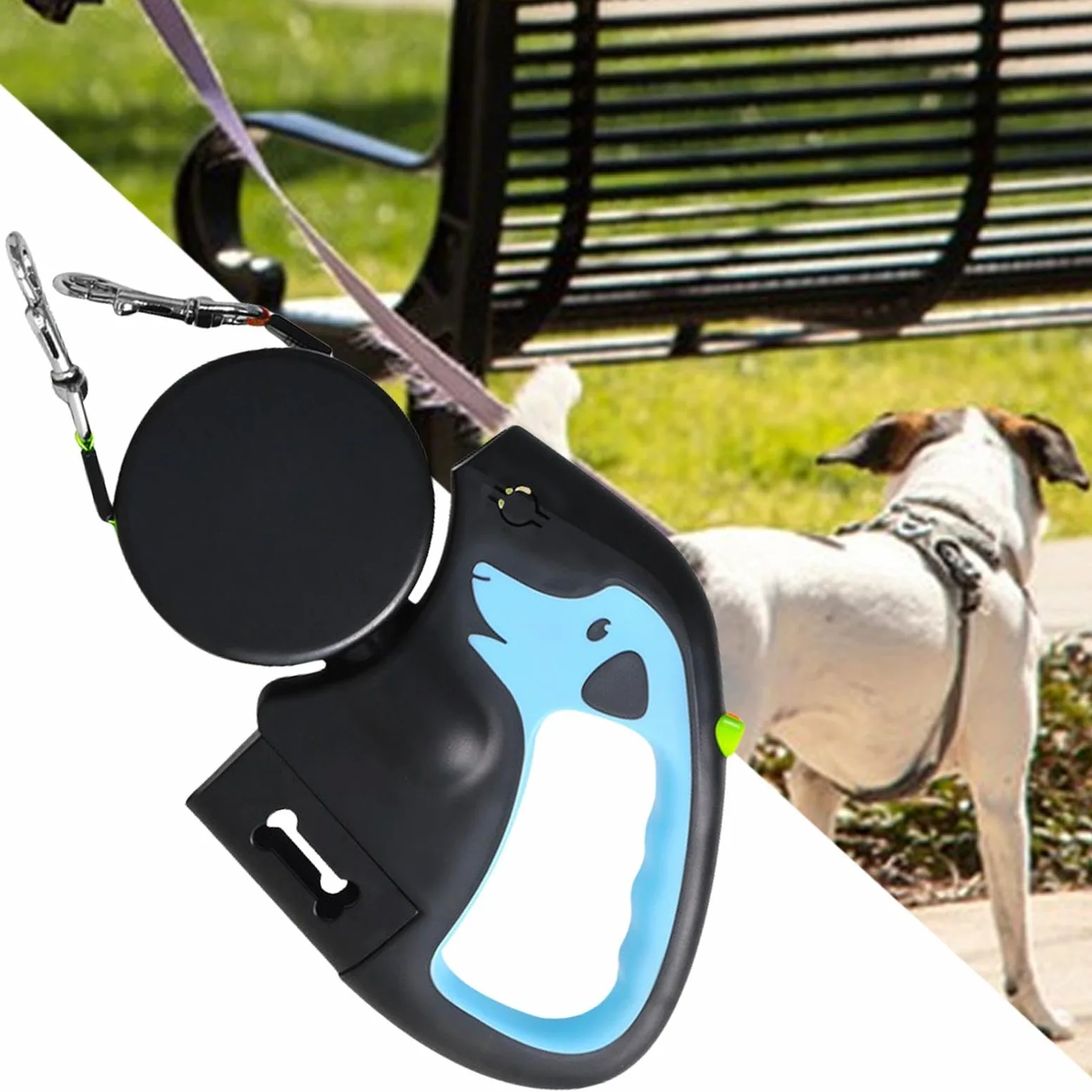 Guinzaglio per cani con luce, corda retrattile, guinzaglio per cani | estensibile, design anti-groviglio, elastico protettivo, blocco per ottenere protezione brevettata, cavo portatile per cani,