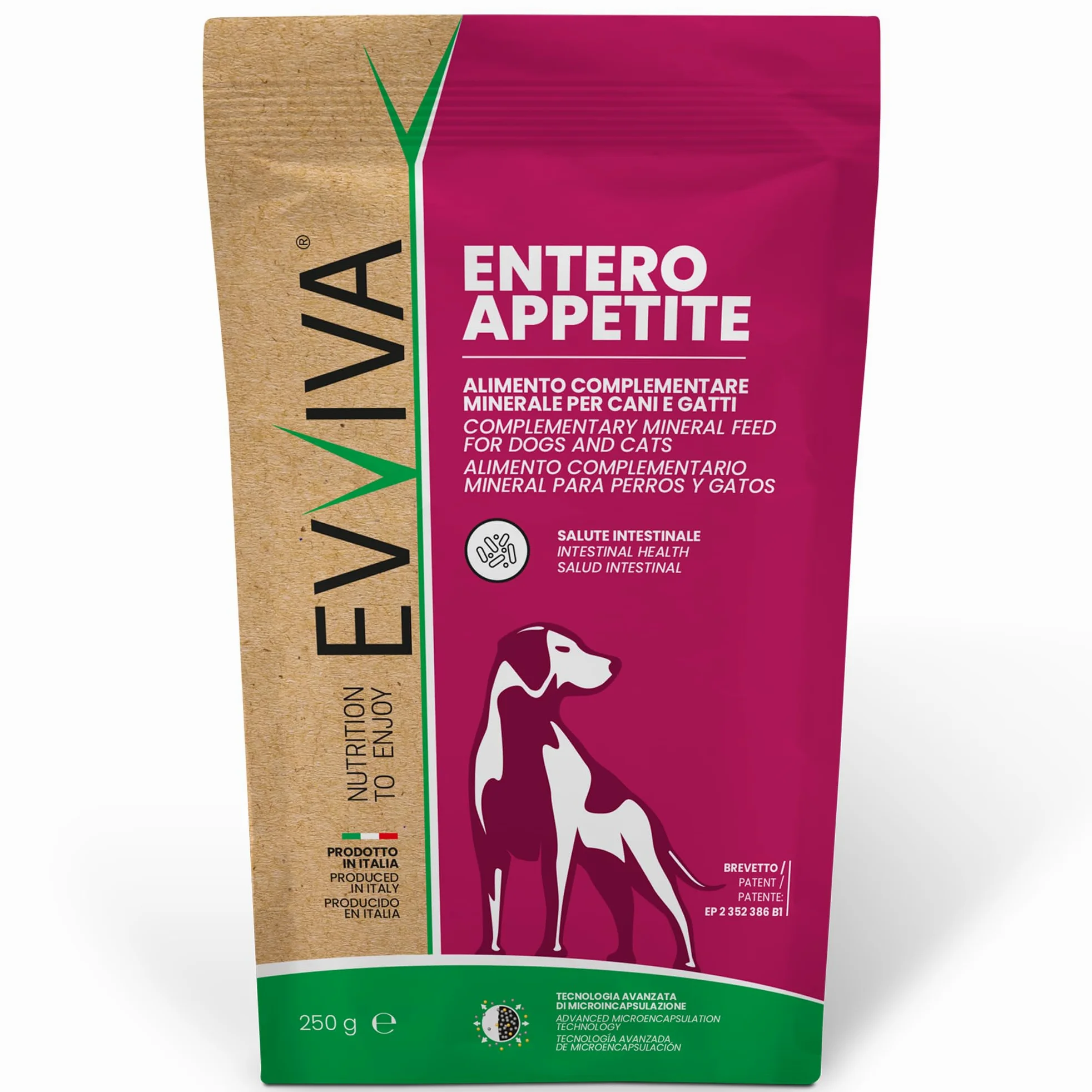 EVVIVA Entero Appetite | Probiotici per Cani a base di Sodio Butirrato per l’Equilibrio della Flora Batterica e il Benessere Intestinale, Integratore per cani efficace soluzione per la Diarrea Cane