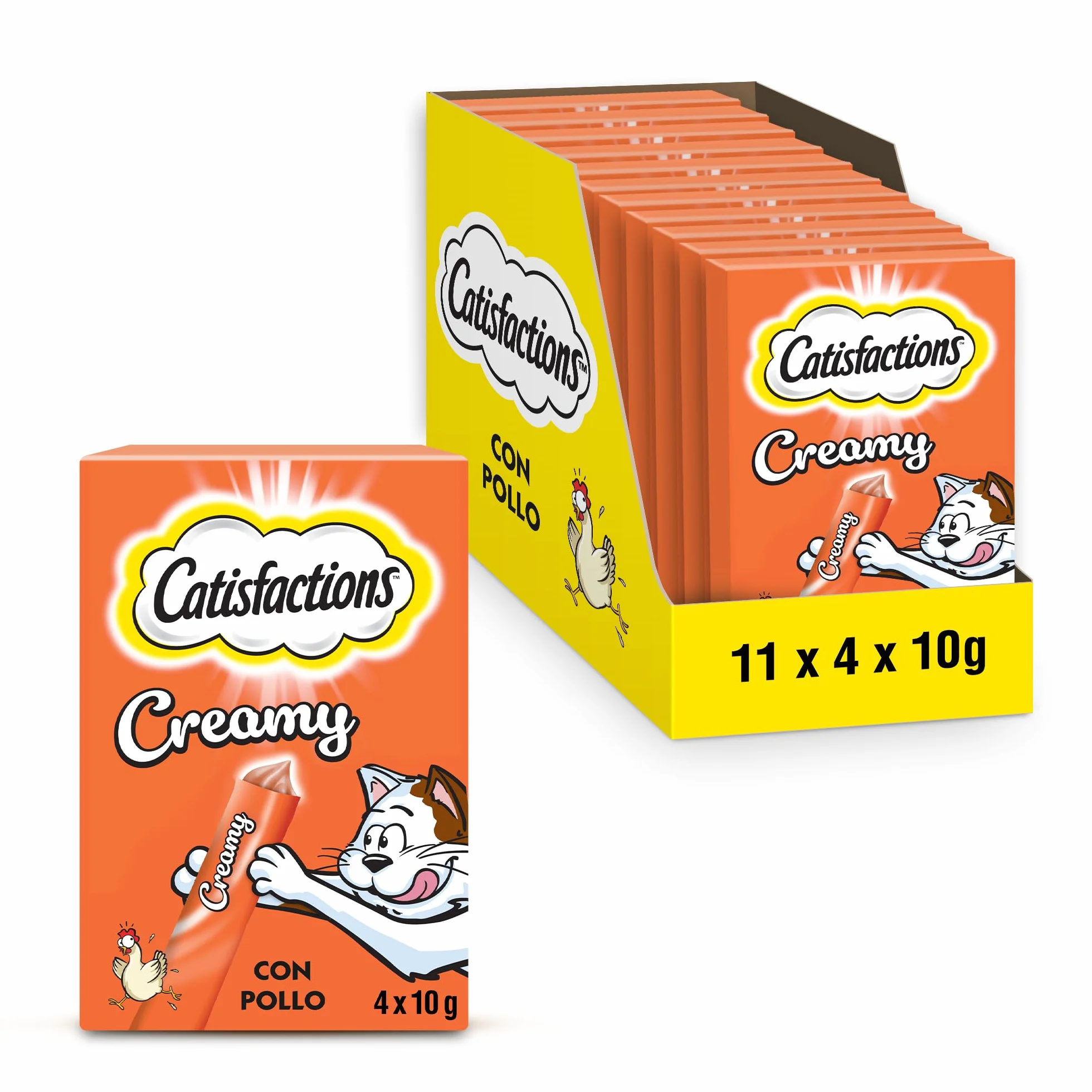 Catisfactions Snack Cremoso Liquido per Gatto con Pollo, 11 Confezioni da 40 g
