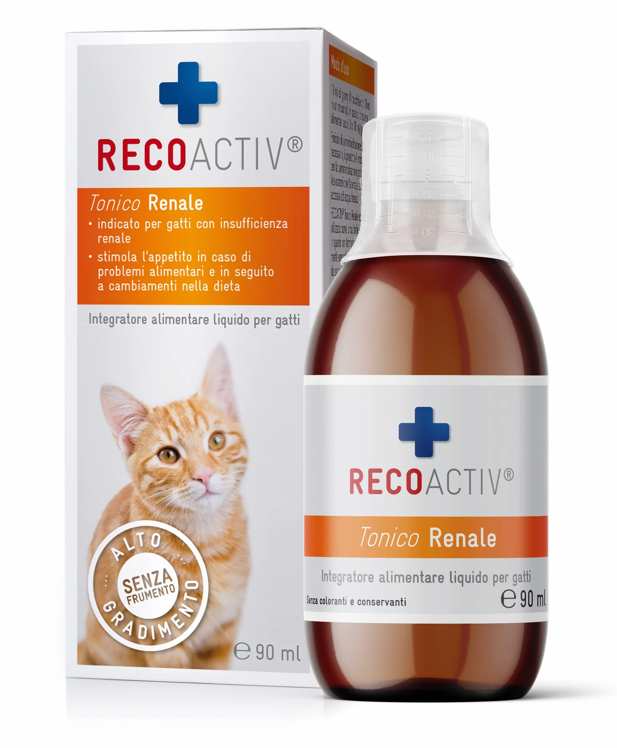 RECOACTIV Tonico Renale per gatti, 1 x 90 ml, integratore alimentare per supportare la convalescenza in caso di primi sintomi di compromissione della funzionalità renale nei gatti o come profilassi