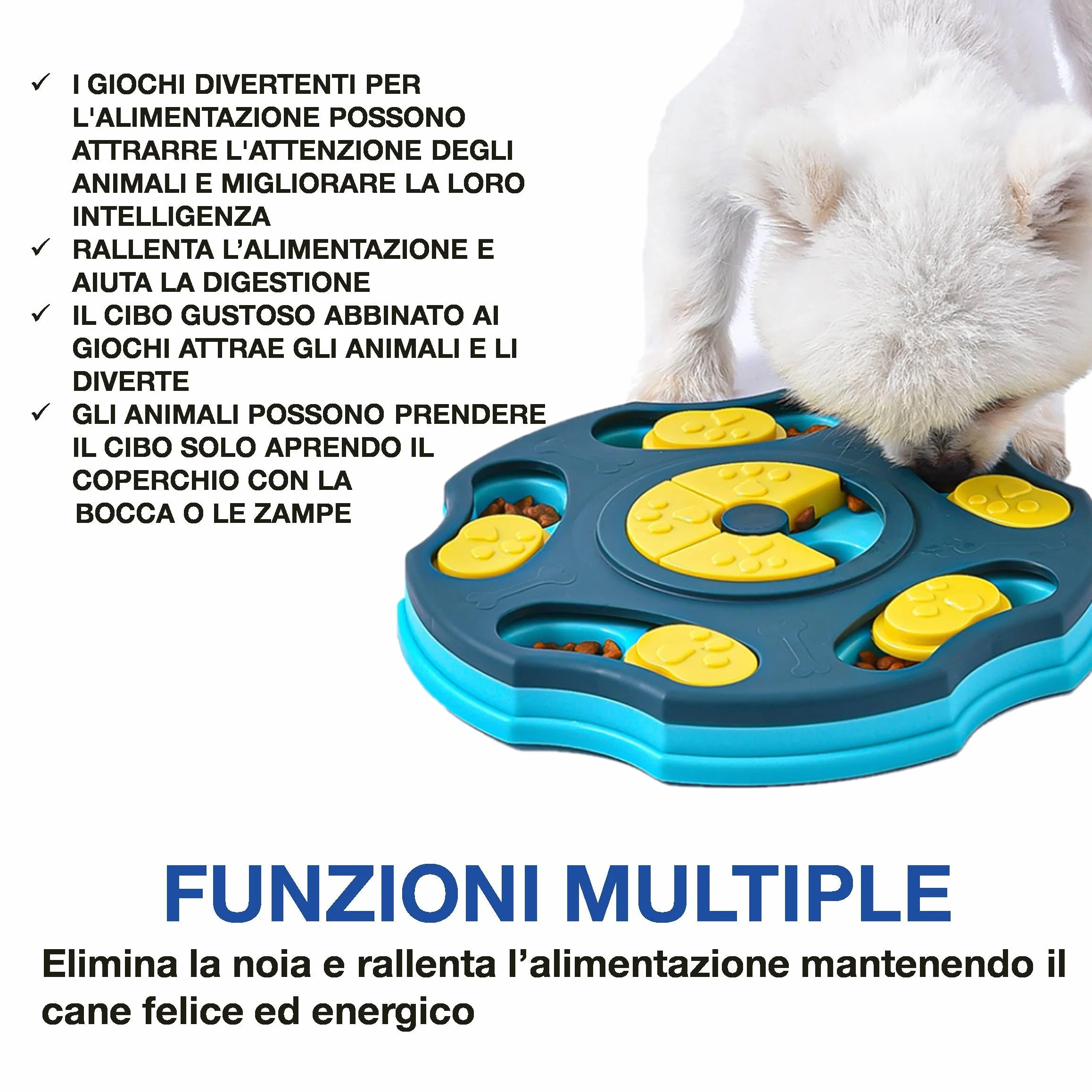 Gioco Interattivo per Cani Cuccioli e Grandi - Stimolazione Mentale, Riduzione della Noia, Miglioramento del Comportamento, Esercizio Fisico - Alimentatore Divertente e Durevole