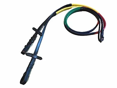 Cwell Equine - Redini da allenamento in gomma multicolore arcobaleno, per cavalli, pannocchie e pony, colore: nero