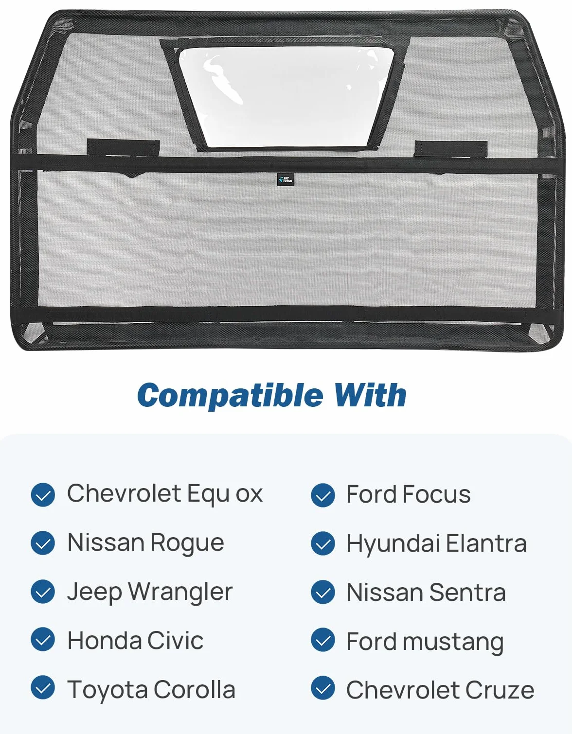 JOYTUTUS Rete di protezione per cani auto, rete di separazione con finestra di visualizzazione, griglia universale per cani, 132 x 79 cm, per auto, SUV, camion
