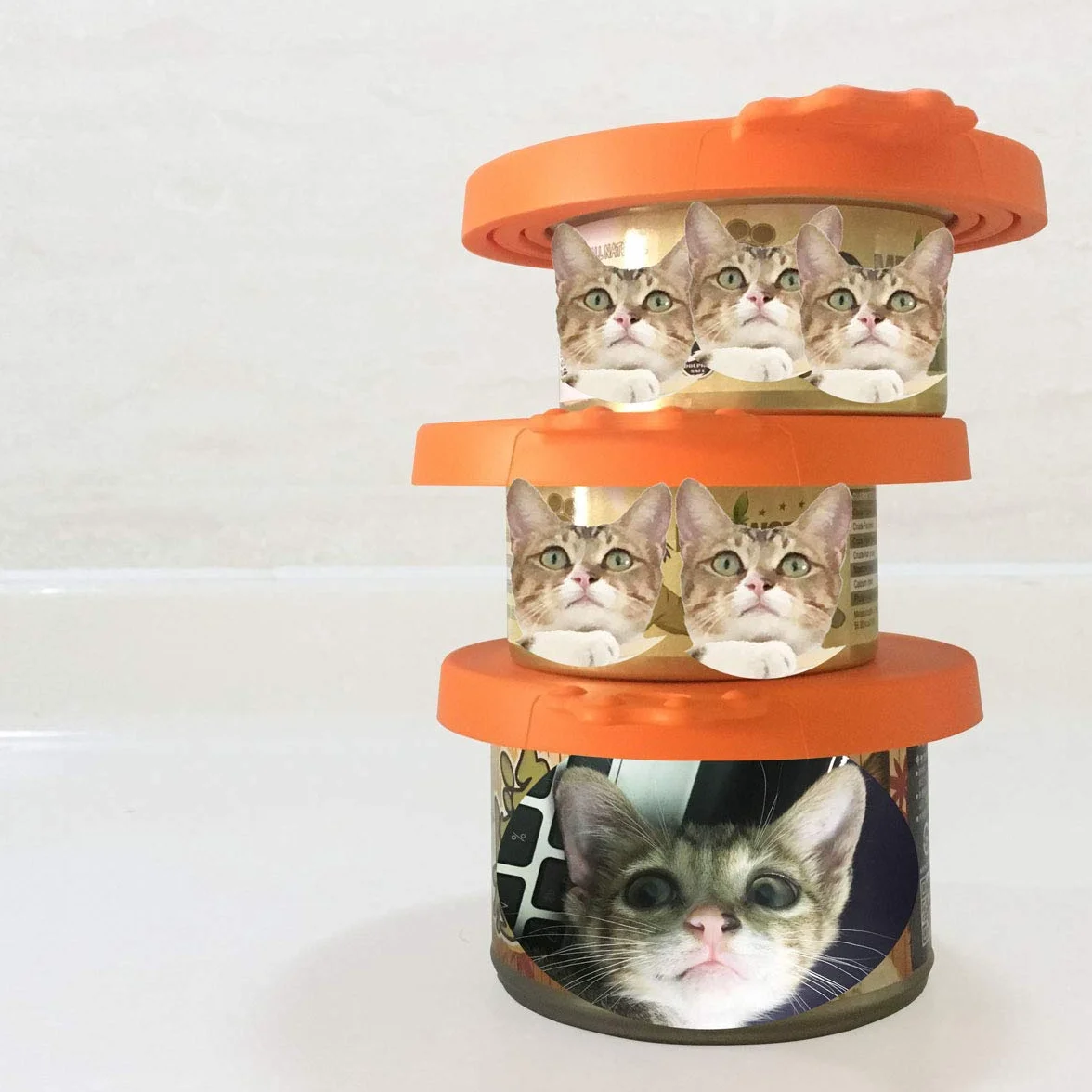 Coperchi per scatolette di Cibo per Animali, 3 Misure, Lavabili in lavastoviglie, Senza BPA, in Silicone, universali, Colore Arancione (3 PCS)