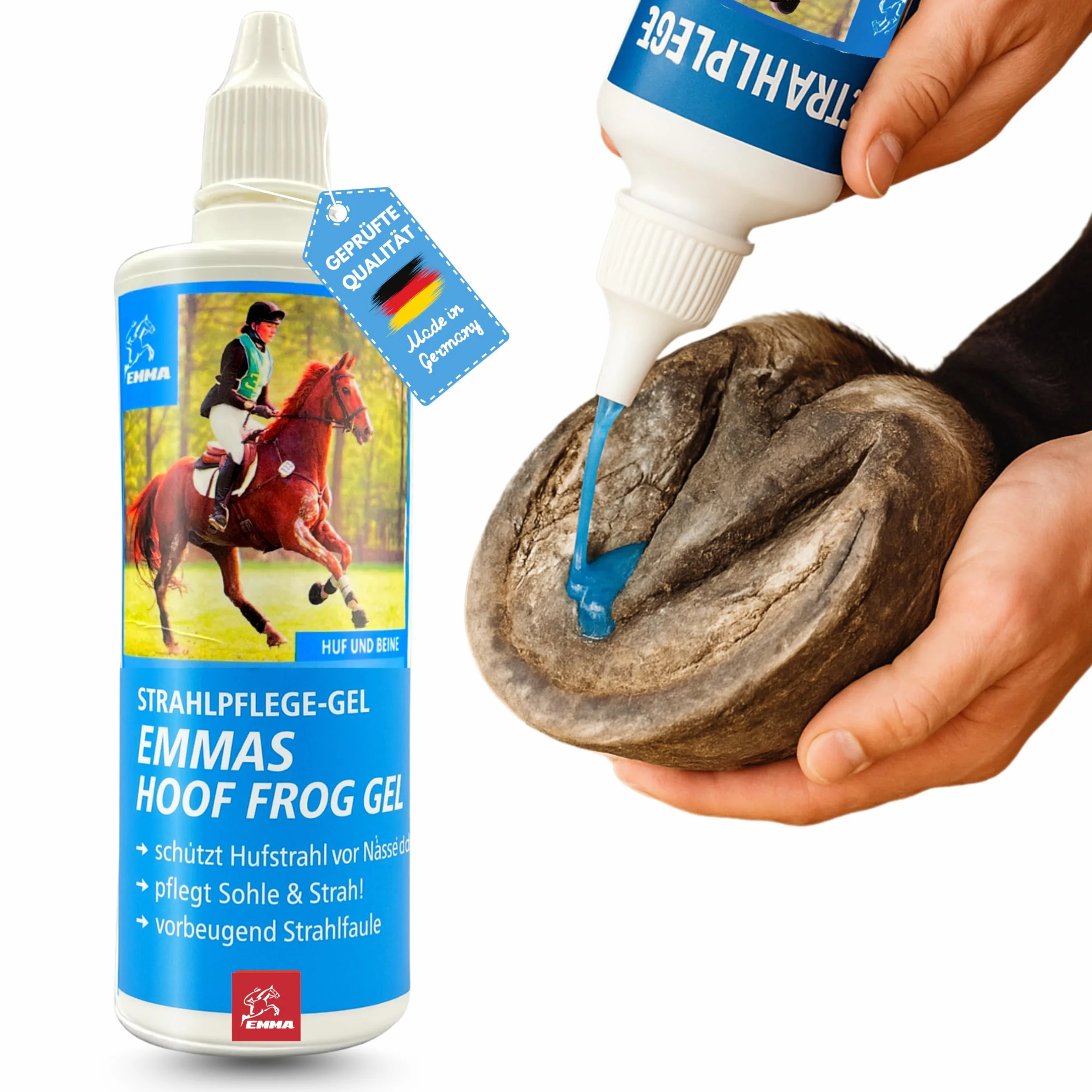 EMMA Cura delle Rane per Cavalli I Protezione delle Rane I Cura dello Zoccolo I Zoccolo, Suola delle Rane I Gel delle Rane I Prevenzione del marciume delle Rane Cavallo I Mezzi per Proteggere 100ml