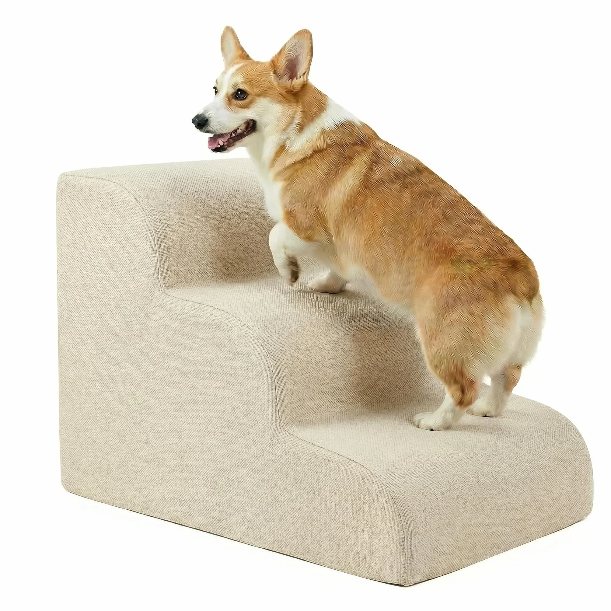 Gimars Scala per cani in schiuma 30D ad alta densità ed extra larga, stabile, a 3 gradini, altezza 40 cm, con copertura lavabile e base antiscivolo, rampa portatile per cani di piccola taglia, per