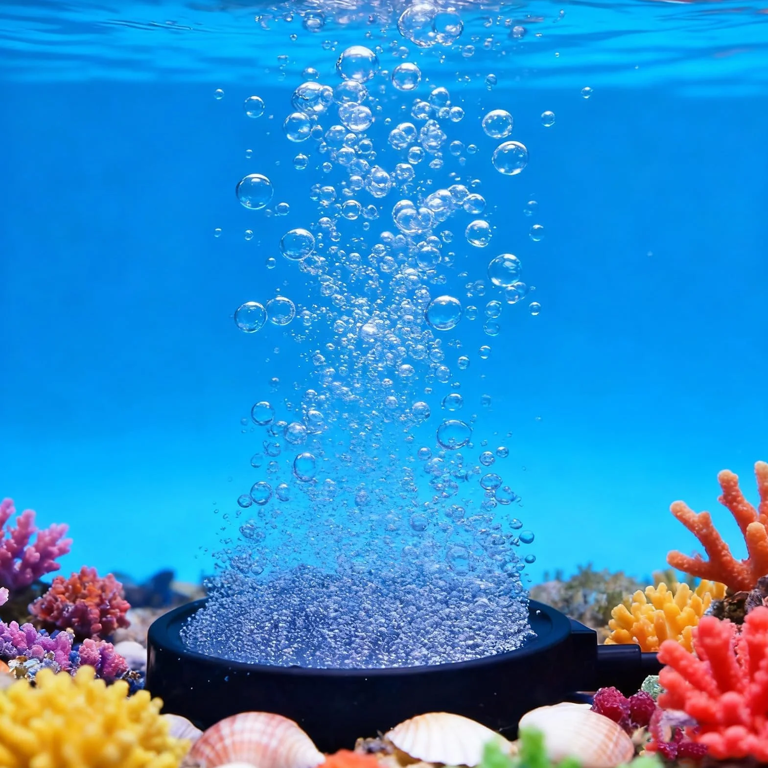 Pietra d'Aria per Acquario 10cm con Aspiratore Disco di Pietra d'Aria Tubo Flessibile da 4 mm / 8 mm Collegabile, per Laghetti Acquario, Acquacoltura, Stagni