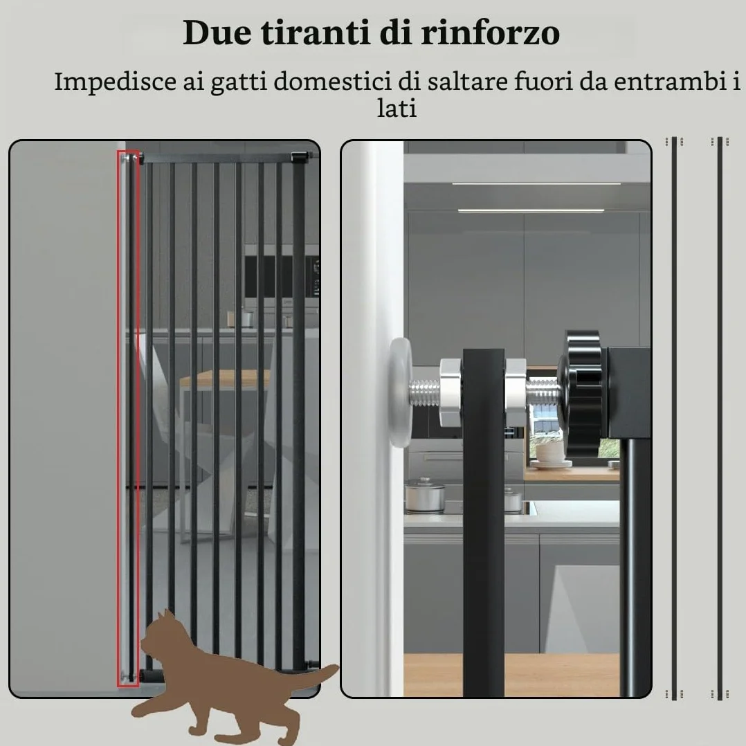 Xifamniy 155 cm Cancello Extra Alto per Gatti Montato a Pressione Auto Chiusura Cancello per Cani Extra Largo 76.5-92 cm Cancello Alto in Metallo per Porte per Gatti e Cani