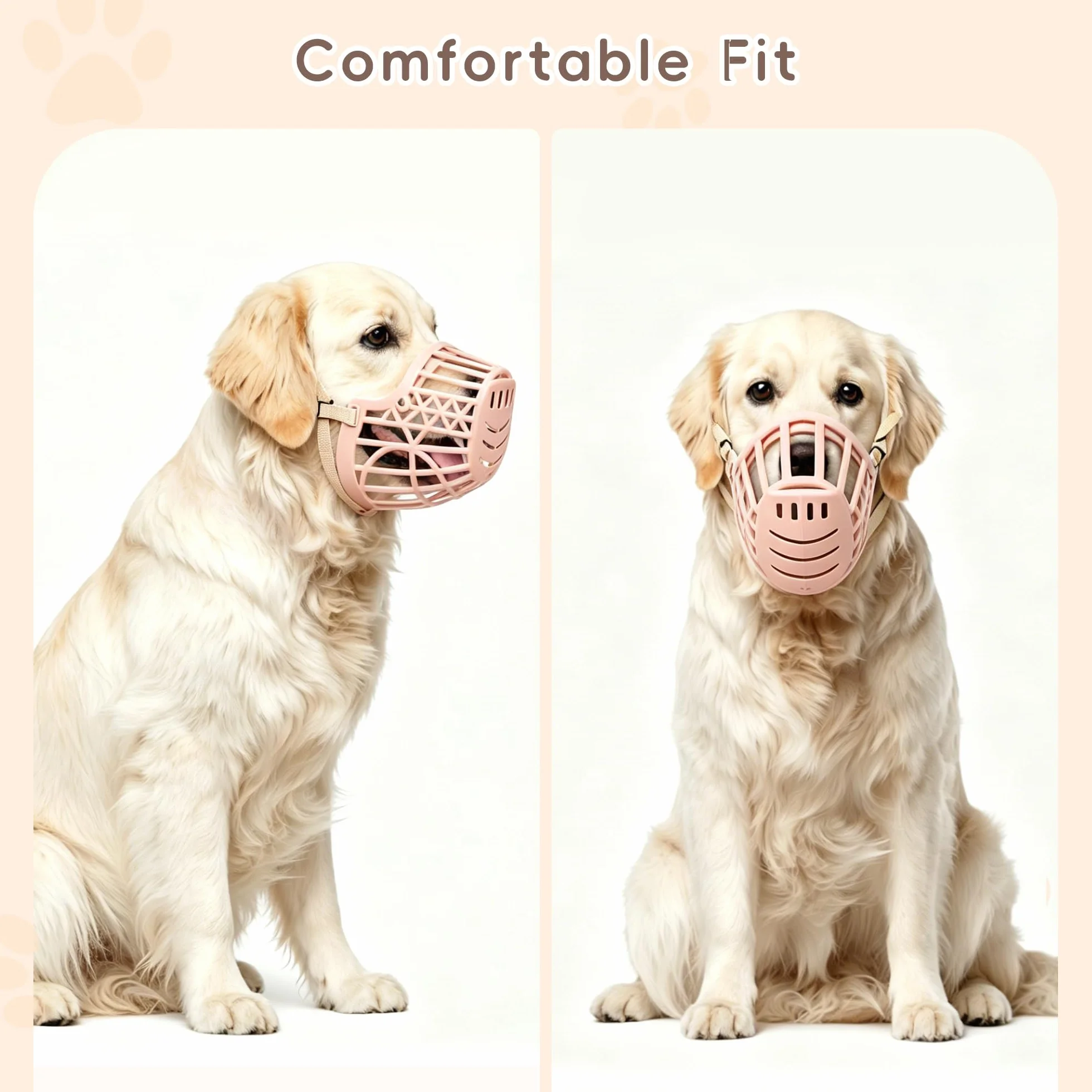 7 pezzi / set museruola in plastica per cani, maschere per cestini per animali domestici regolabili anti-morso, traspiranti e confortevoli
