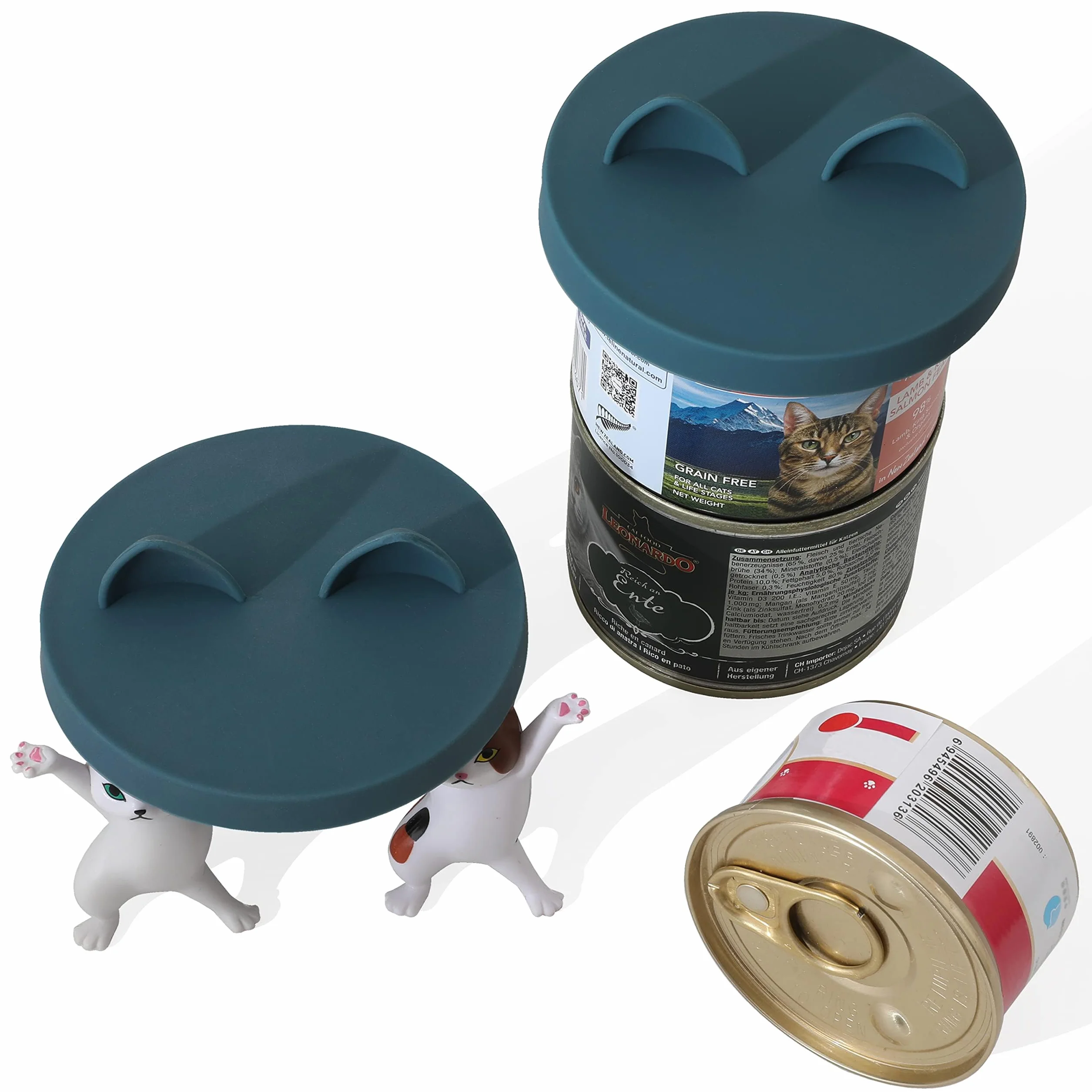 OHMO Coperchi Universali in Silicone per Alimenti per lattine per animali domestici, Adatti per lattine per alimenti per animali domestici, Senza BPA, Confezione da 3, Blu