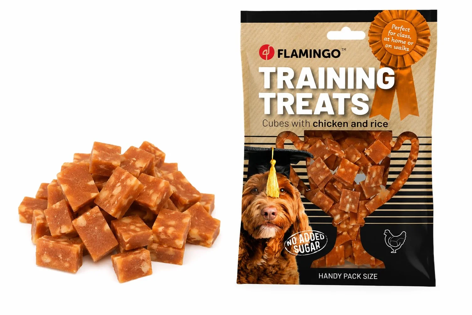 Flamingo Snack per L'ADDESTRAMENTO CUBETTI Pollo & Riso 60G