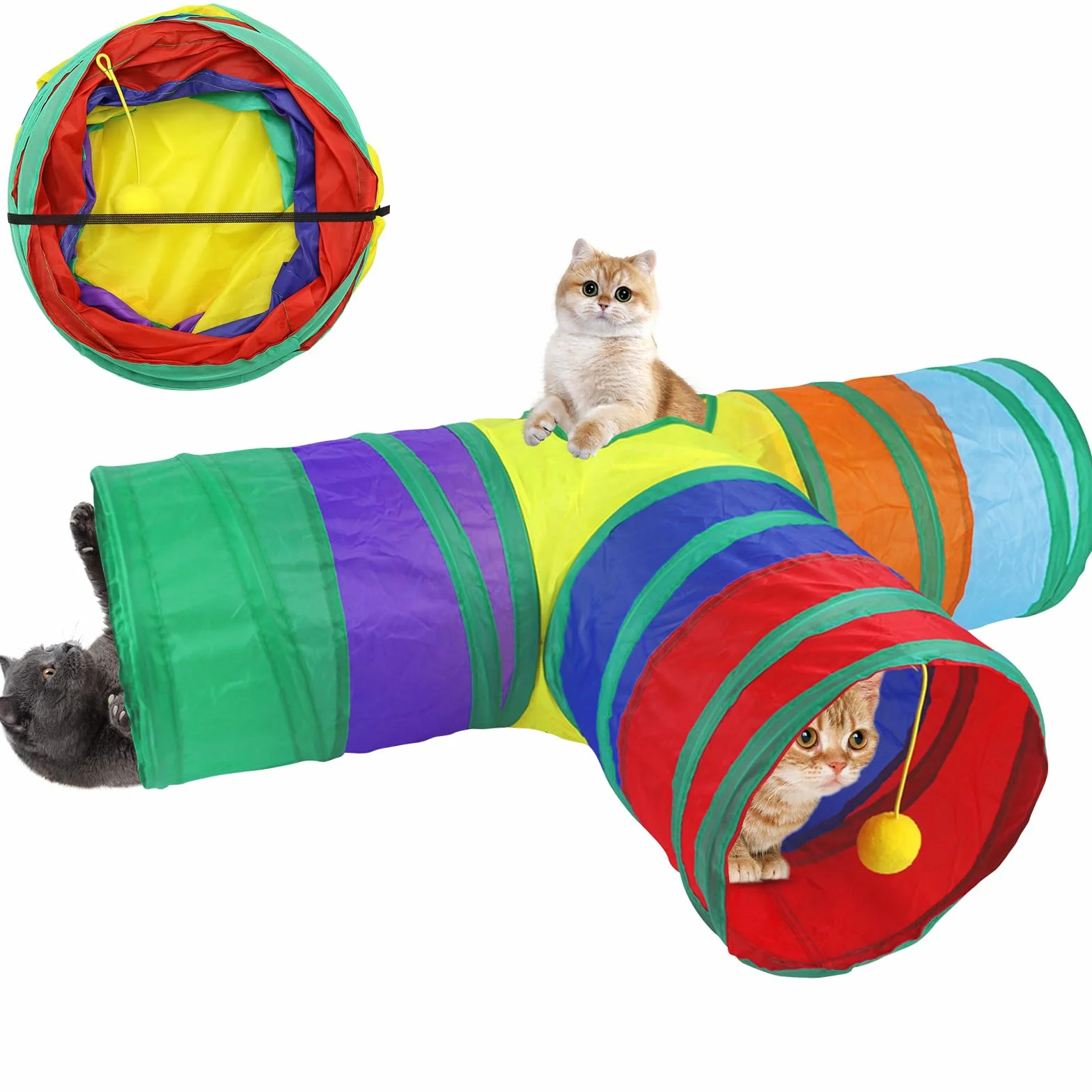 Giochi Tunnel per Gatti in Casa 3 Vie Pieghevole T Tunnel per Cani per Gatti Tubo per Gatto Gioco per Interattivo Cuccioli Conigli e Gattini Attivi Giocare