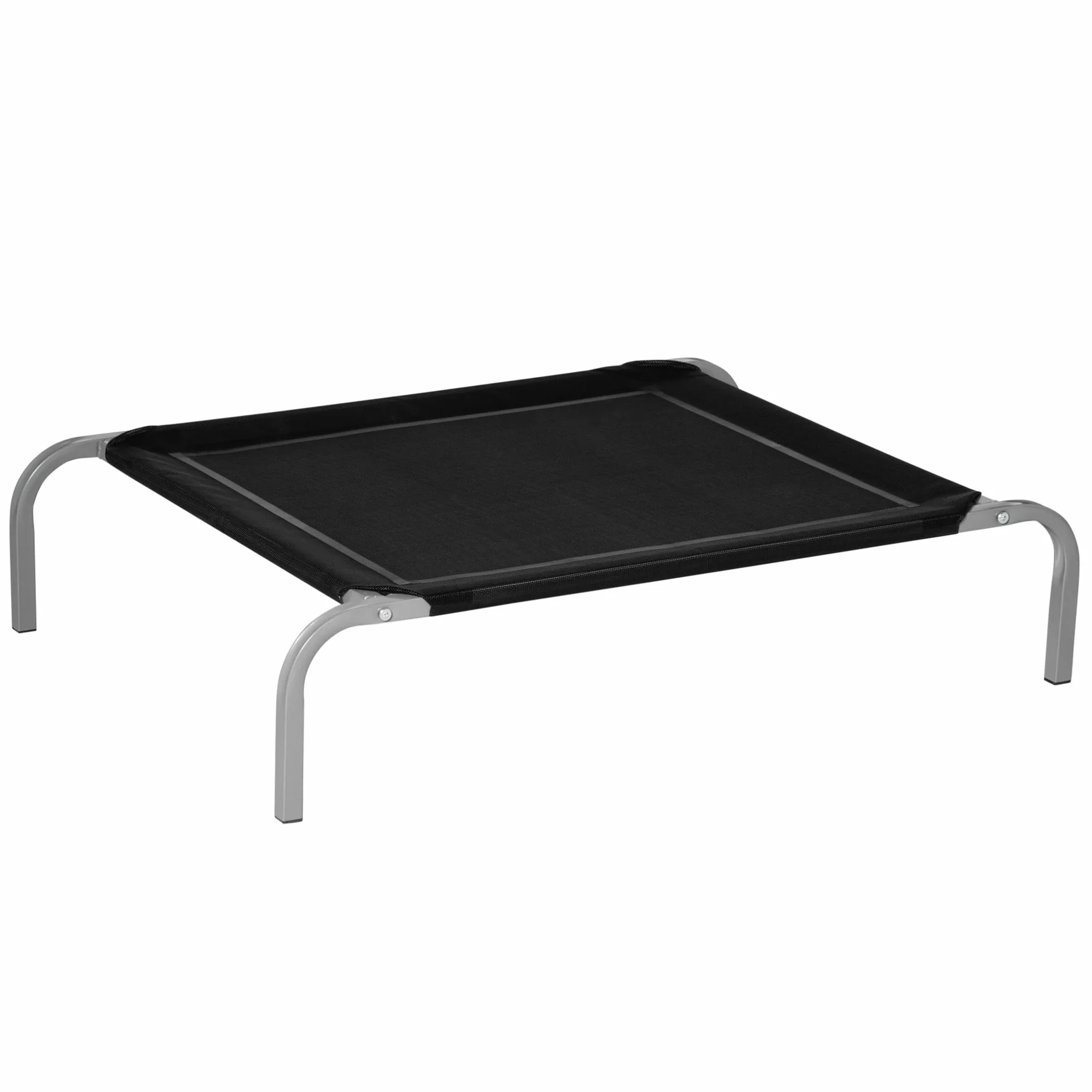 PawHut Lettino per Cani da Interno ed Esterno, Cuccia Estiva Brandina per Cani, Tessuto Traspirante Nero, 90x65x20 cm