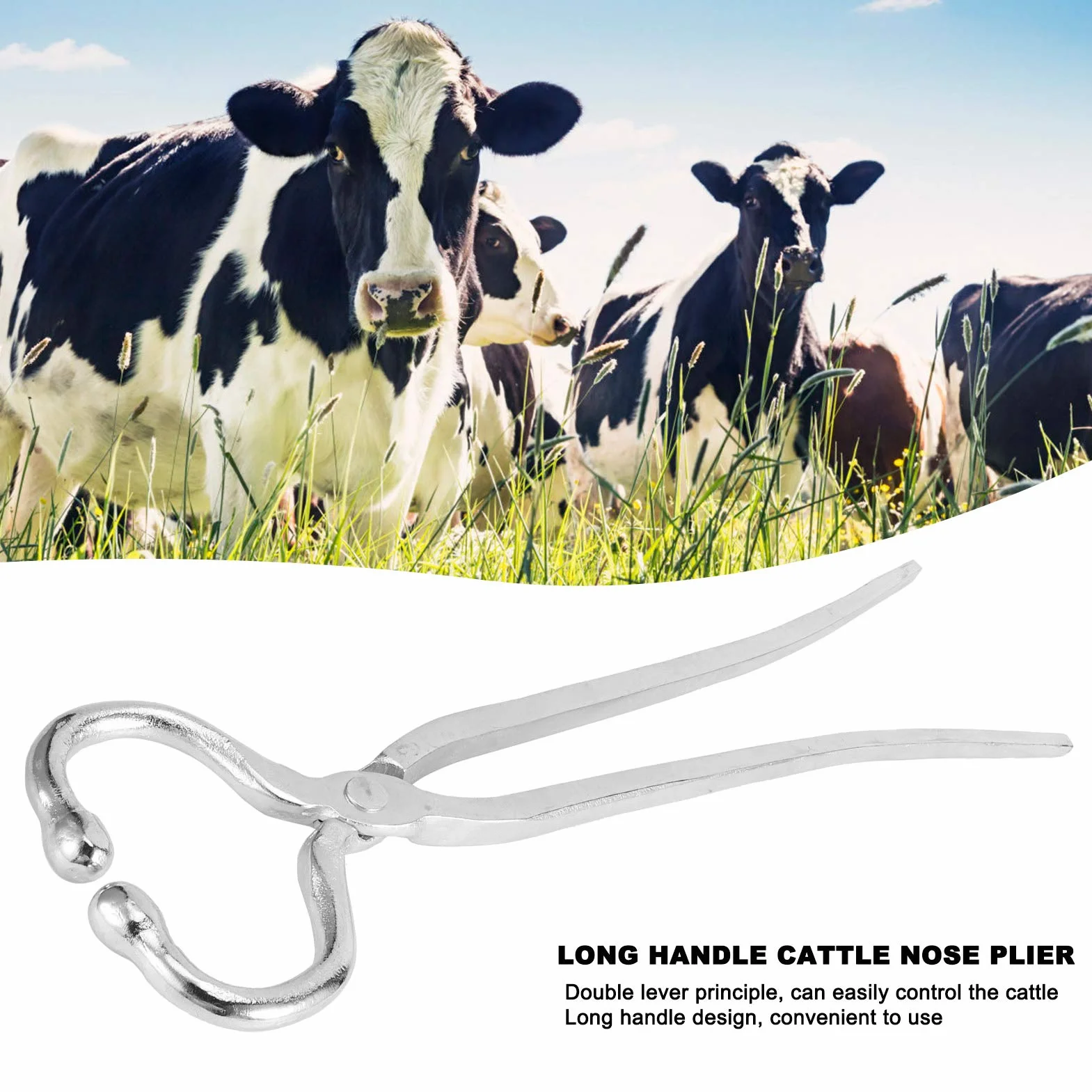 Pinza Nasale per Bovini a Manico Lungo Pinza Nasale a Clip Pratico Accessorio per Bestiame Gestione del Bestiame Bovino E Bovino