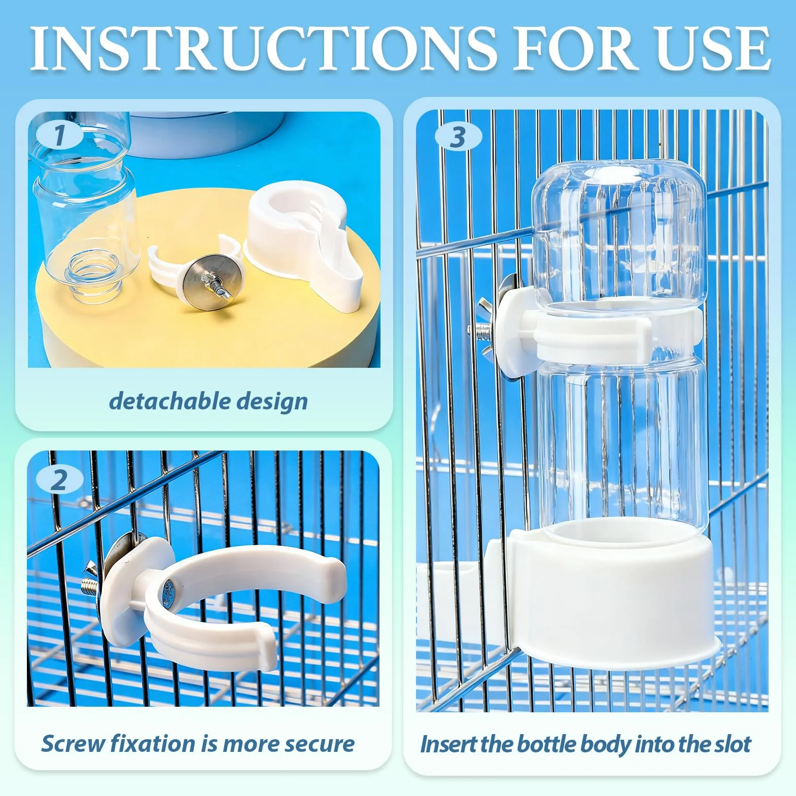 2 PCS Distributore Acqua Uccelli E Mangiatoia per Uccelli Automatica, Dispenser Acqua Cibo per Uccelli Con Fissaggio Gabbia, Uccelli Alimentatore Automatico per Pappagalli e Piccioni