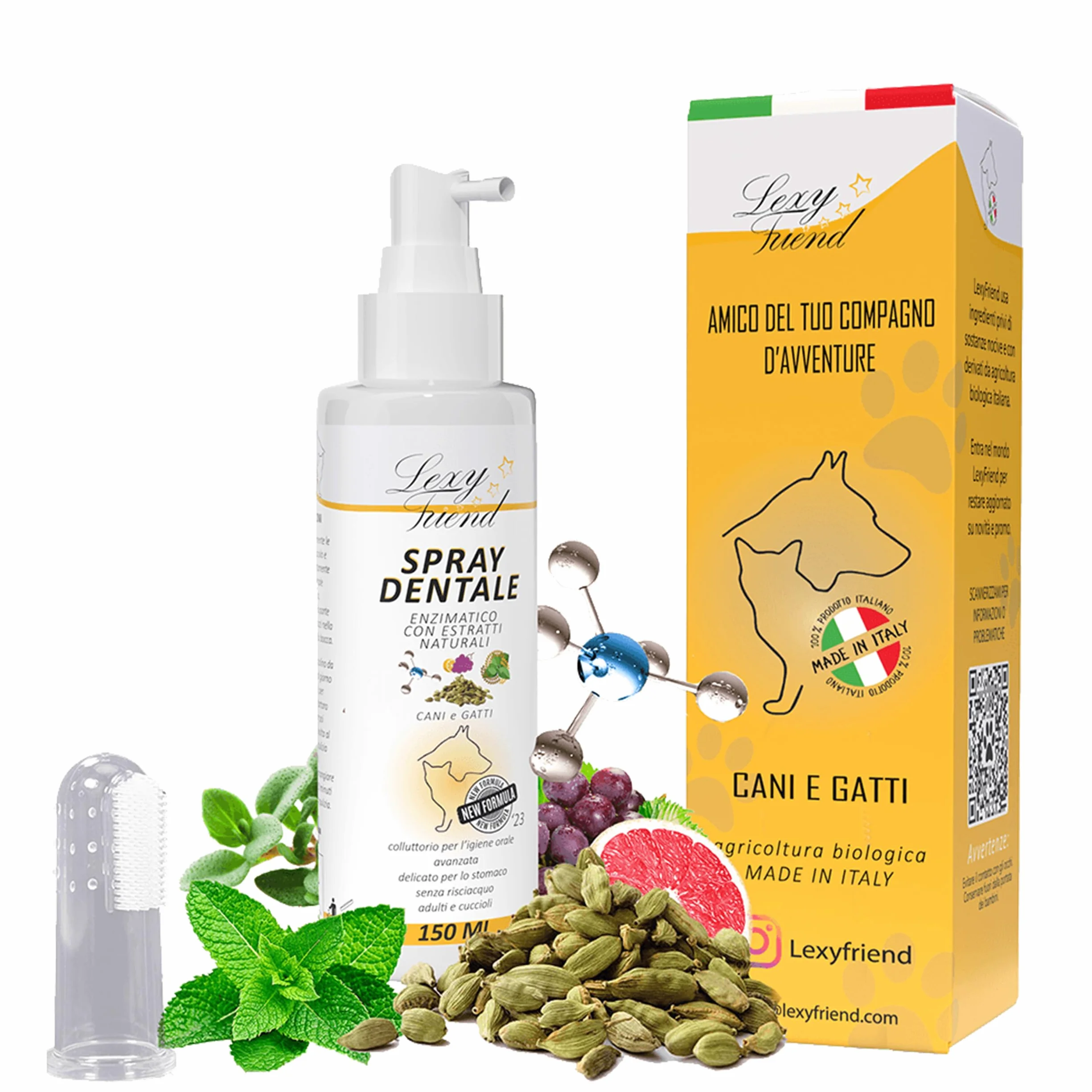 Spray Dentale Enzimatico per Cani e Gatti Dentifricio Naturale Igiene Orale Rimedio Tartaro Alitosi