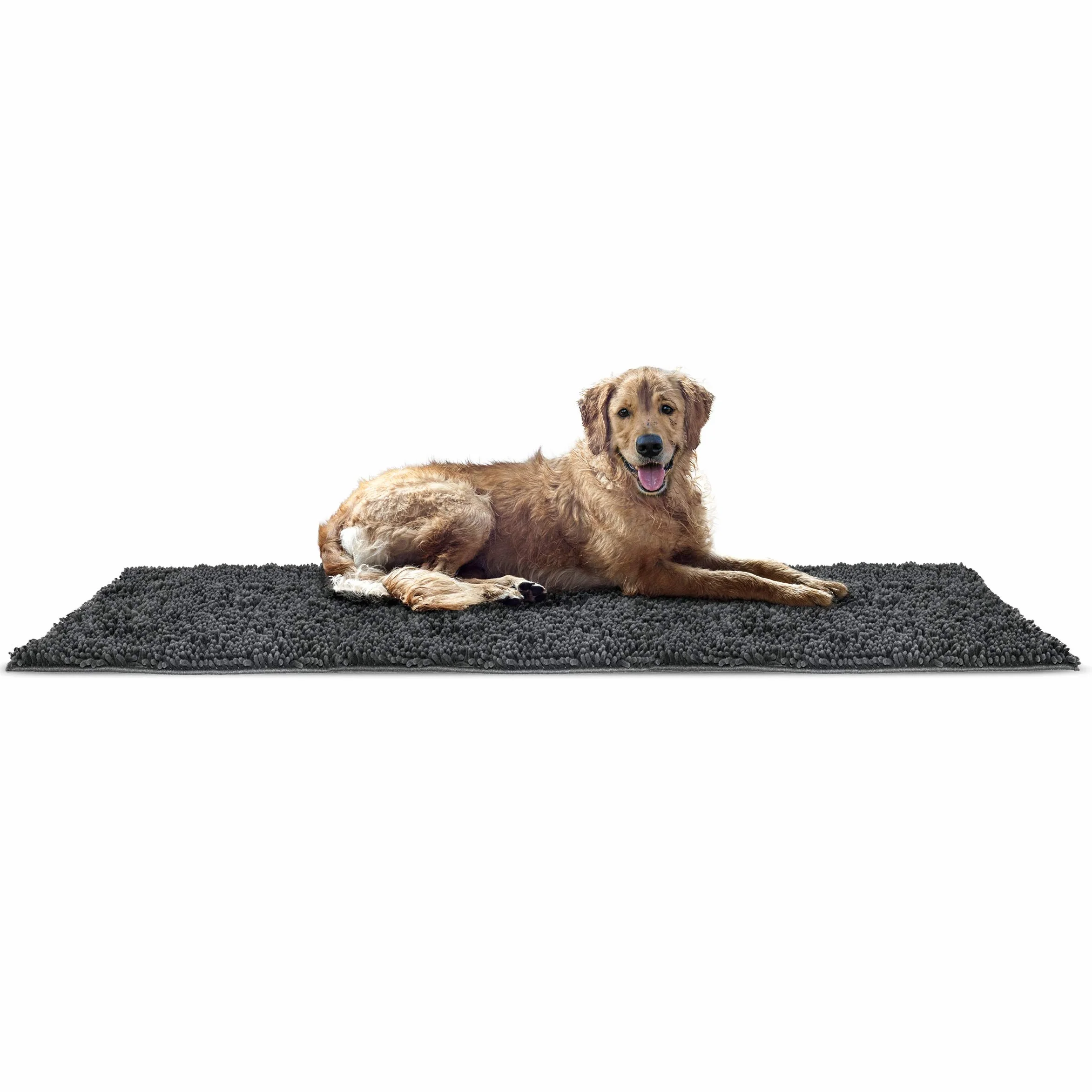FurHaven XXL Runner Pet Door Mat Muddy Paws Absorbent Chenille Shammy Rug, Washable - Charcoal (Gray), Runner