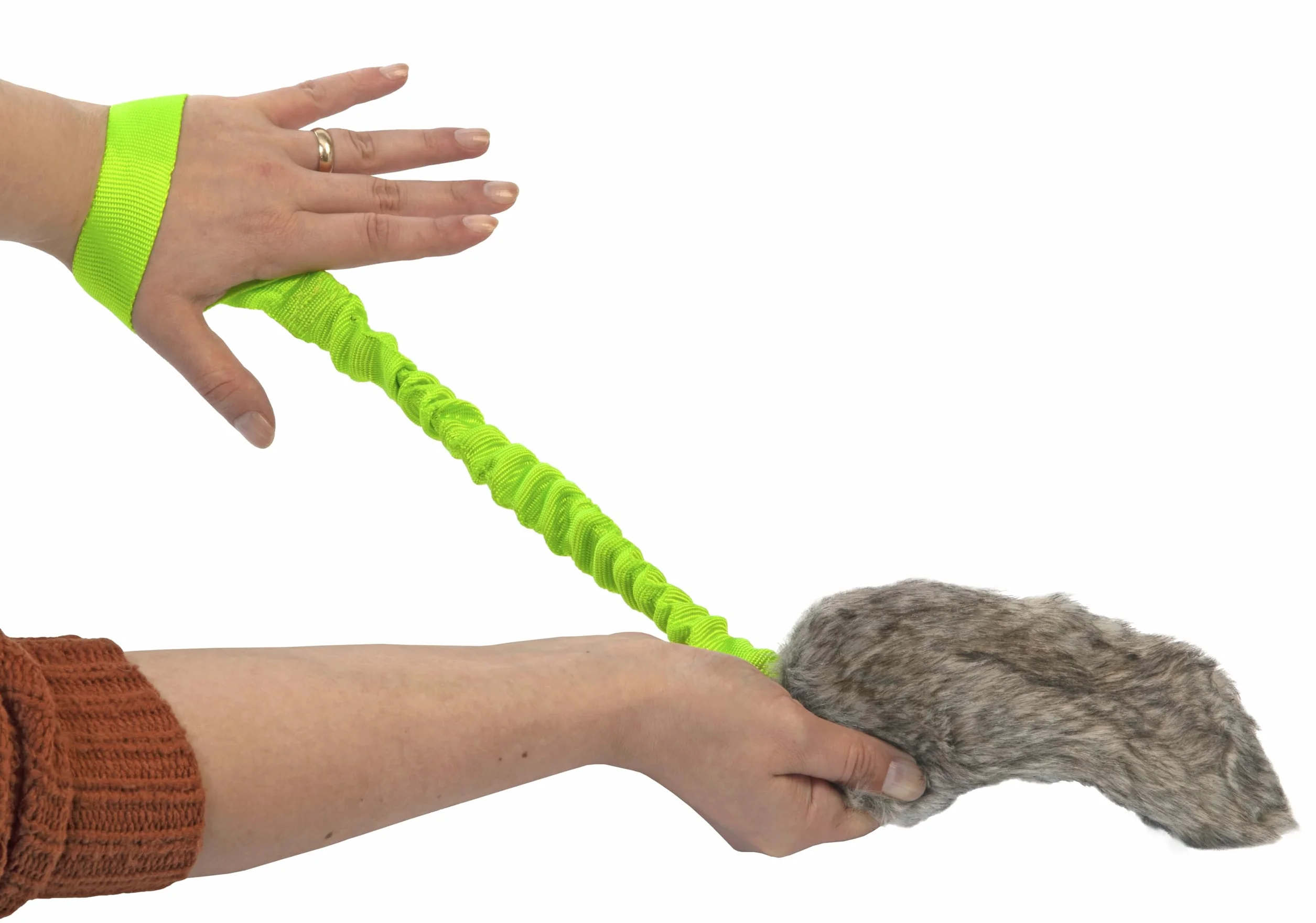 Dingo Giocattolo per Cane in Pelliccia Sintetica, Esca Squeaker 55 cm con Manico Elastico per Agilità, Addestramento, Riporto, Caccia e Gioco – Verde (15584-2)