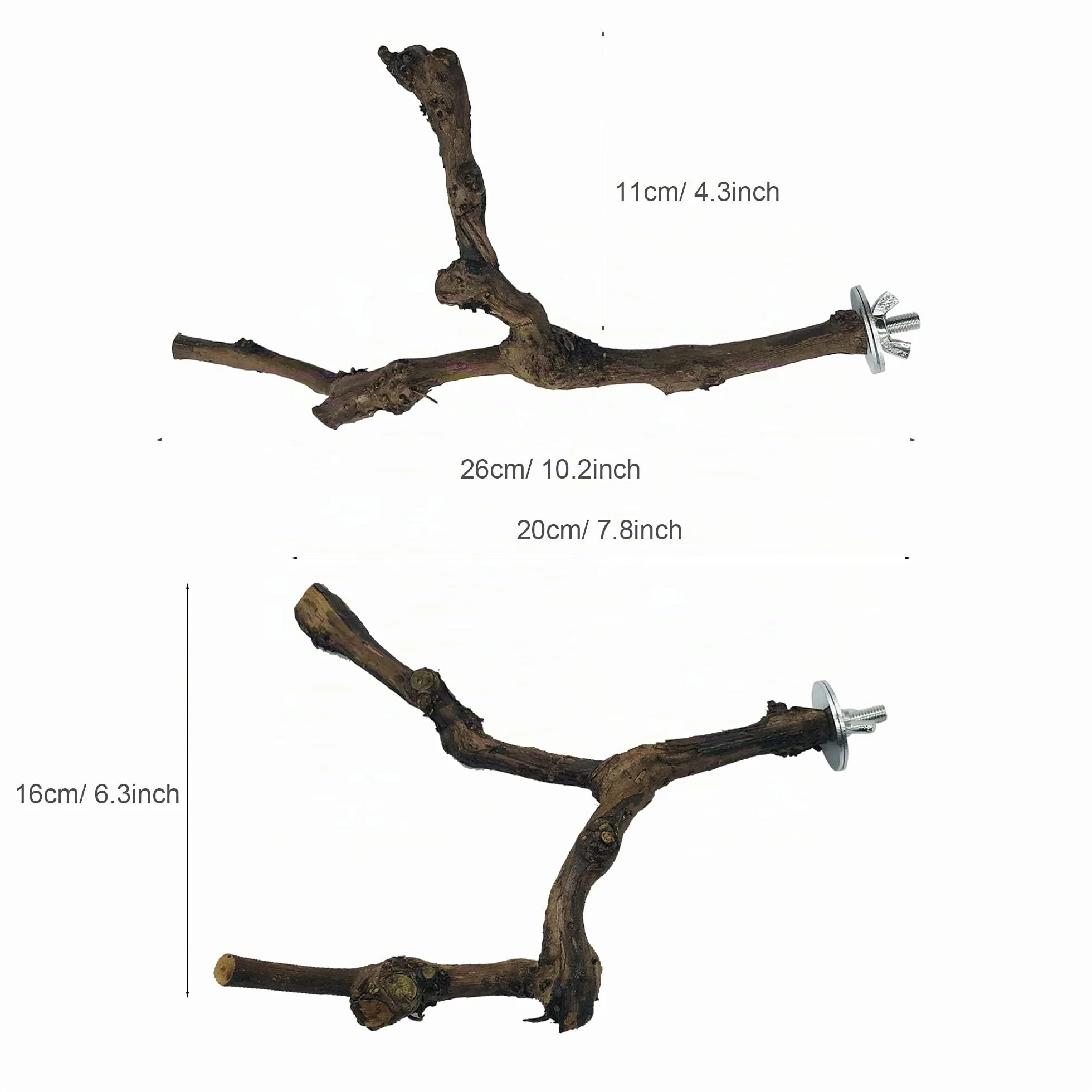 4 Pz Giocattolo per Pappagalli, Ramo D'uva Naturale Giocattolo per Uccelli, Trespolo Posatoio Supporti per Uccelli in Legno Naturale per Piccolo Medi Pappagalli