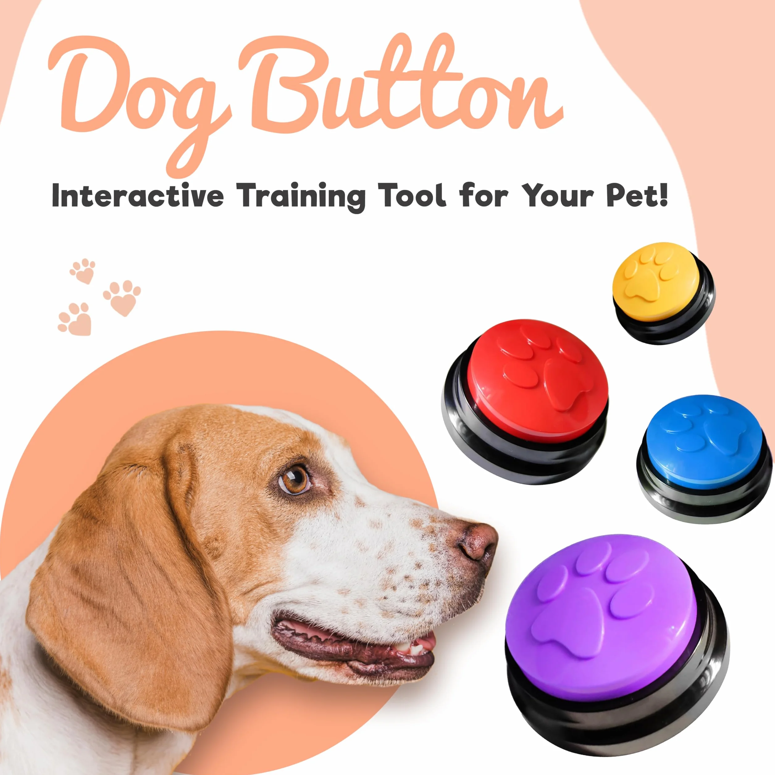 Pulsanti a Zampa di Cane parlante Pulsanti di addestramento per Cani Starter Set per Animali parlanti registrabili per la Comunicazione, Giocattoli e Accessori per Cani, Confezione da 4