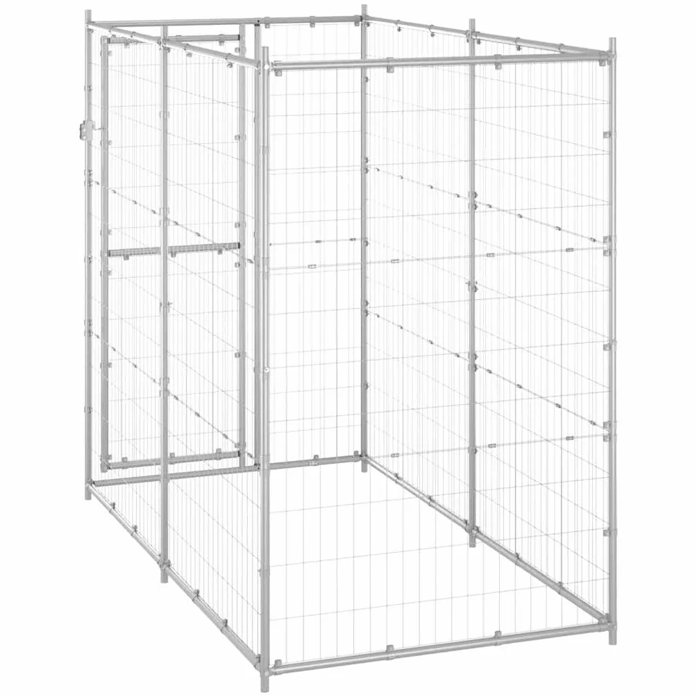 vidaXL Gabbia per Cani da Esterno in Acciaio Zincato 110x220x180 cm