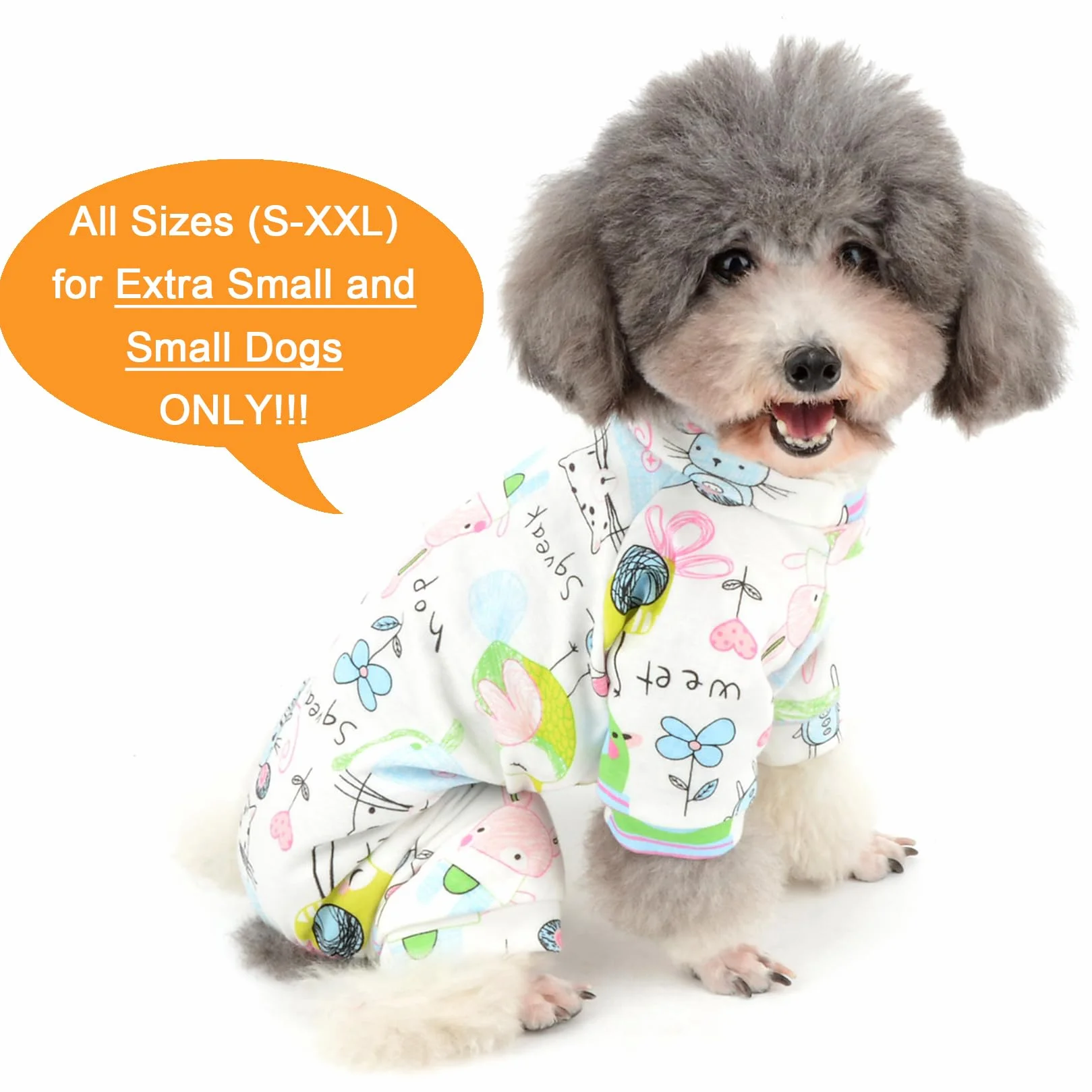 Zunea - Tuta per cani di piccola taglia, in cotone, motivo papere, copre le quattro zampe, unisex, per cani, gatti altri piccoli animali domestici