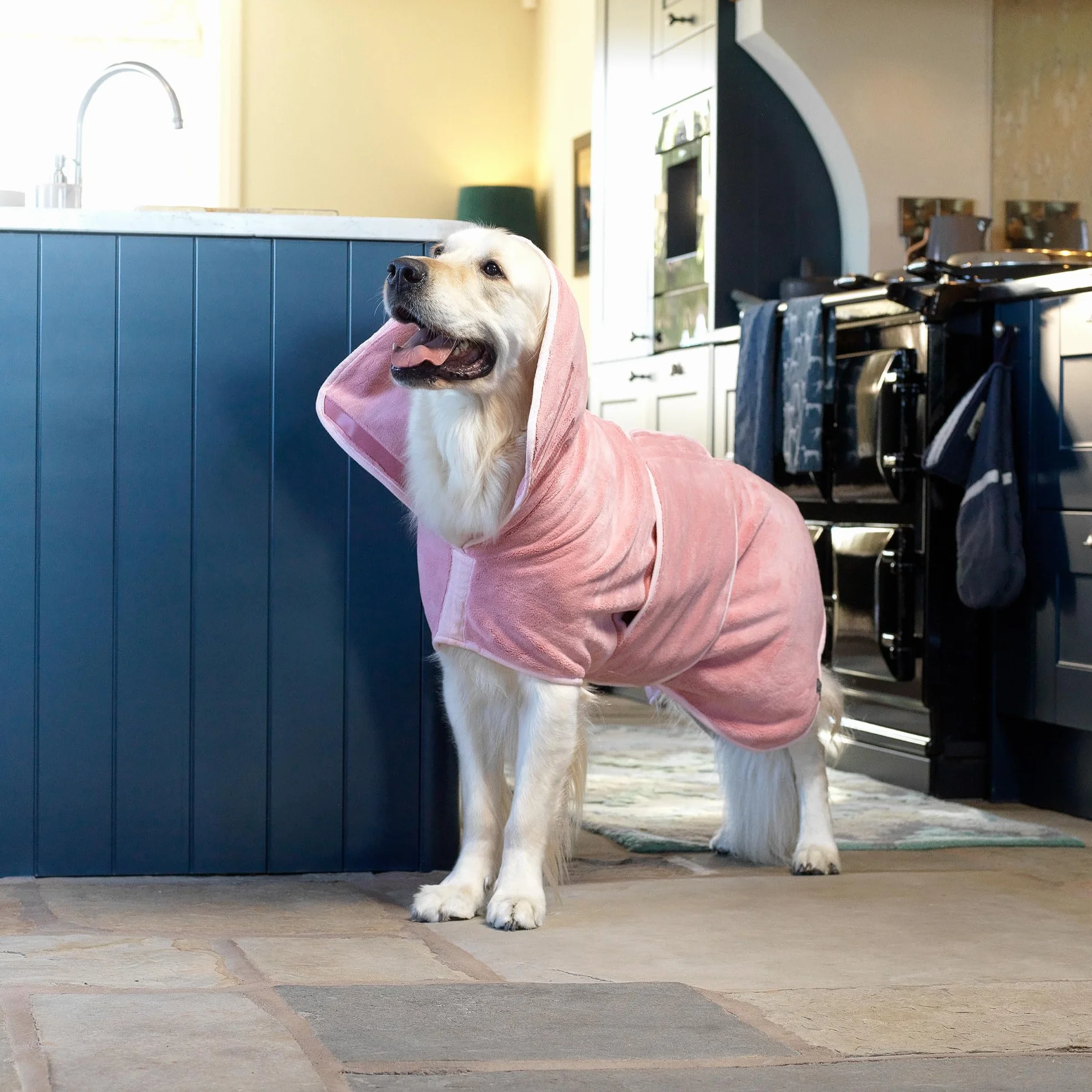 Lucky Paws® Accappatoio per cani UK – Lussuoso asciugamano a doppio strato – asciuga i cani in pochi minuti – accappatoio ultra assorbente e super morbido (S, rosa polvere)