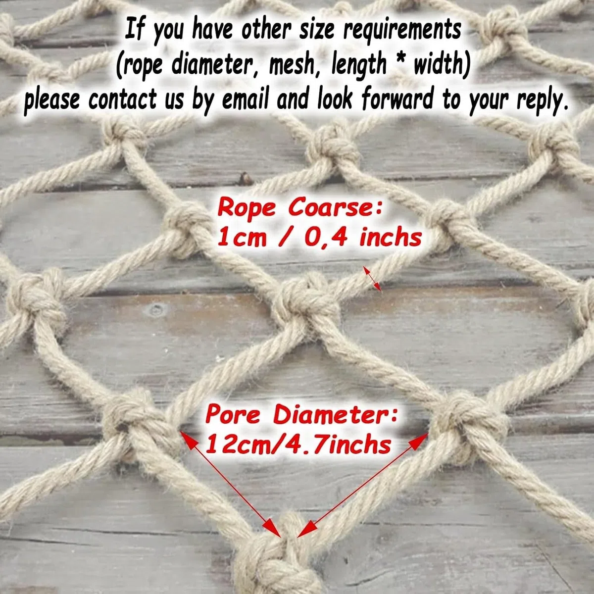 Rete in corda di canapa per supporto per piante da giardino, rete in fibra naturale da 3 x 4 m, per arrampicata interna/esterna, sicurezza per ringhiere di balconi e scale