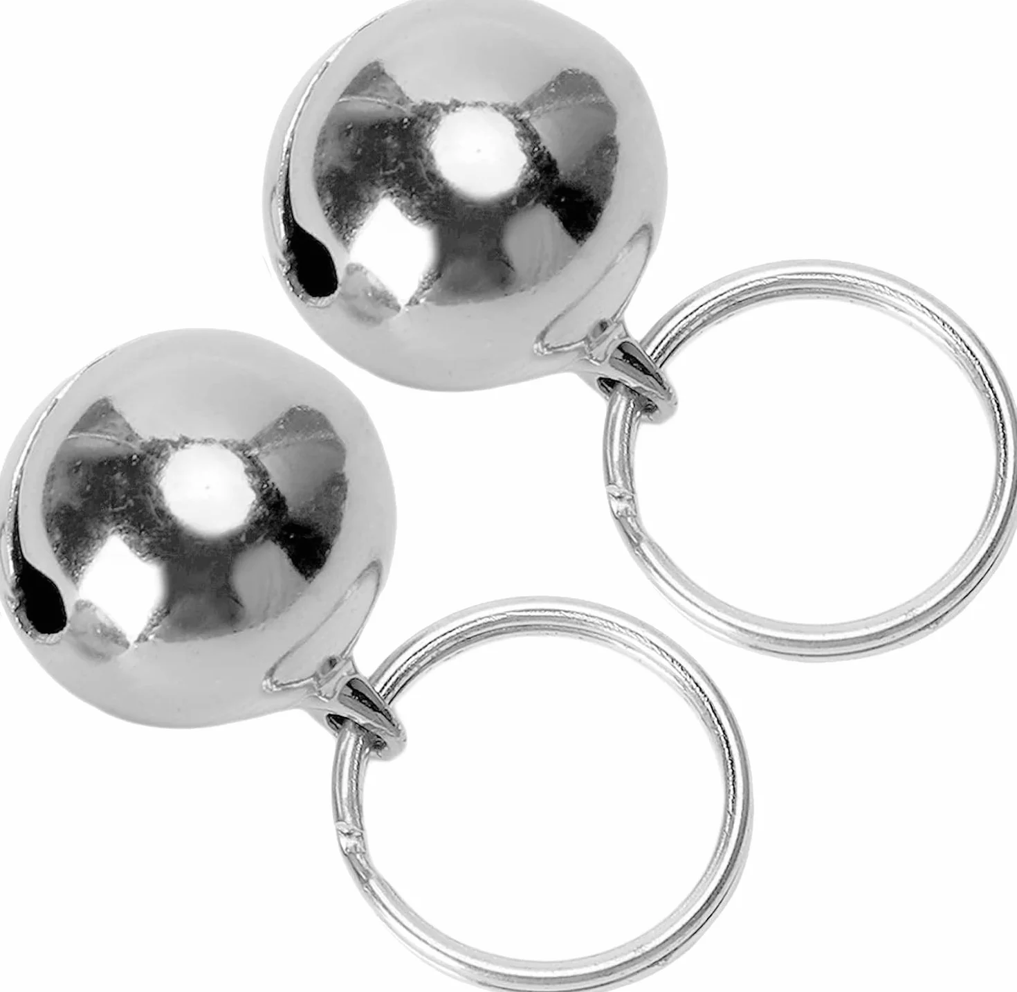 Campanelli Rotondi per Animali Domestici, robusti campanelli in Rame Resistenti alla corrosione cromati con Portachiavi per Esterno per Cani(Silver)