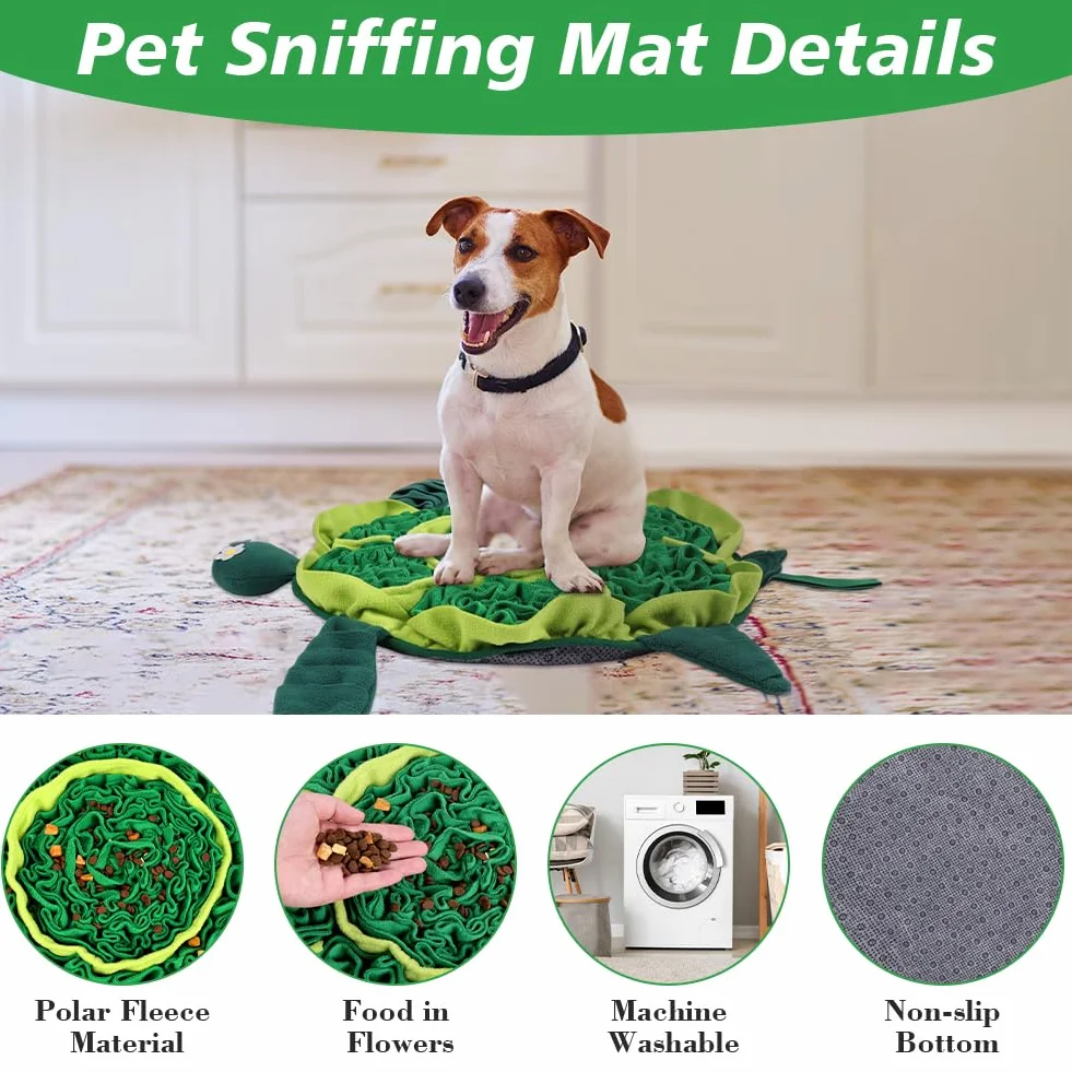 OSDUE Tappeto Olfattivo Cane, 50 cm Foraggiamento Tappeto per Cani Addestramento Foraggiamento di Animali Lavabile Antiscivolo Tappetino Puzzle di Snuffle Giocattolo per Cani Attivazione Mentale Cane