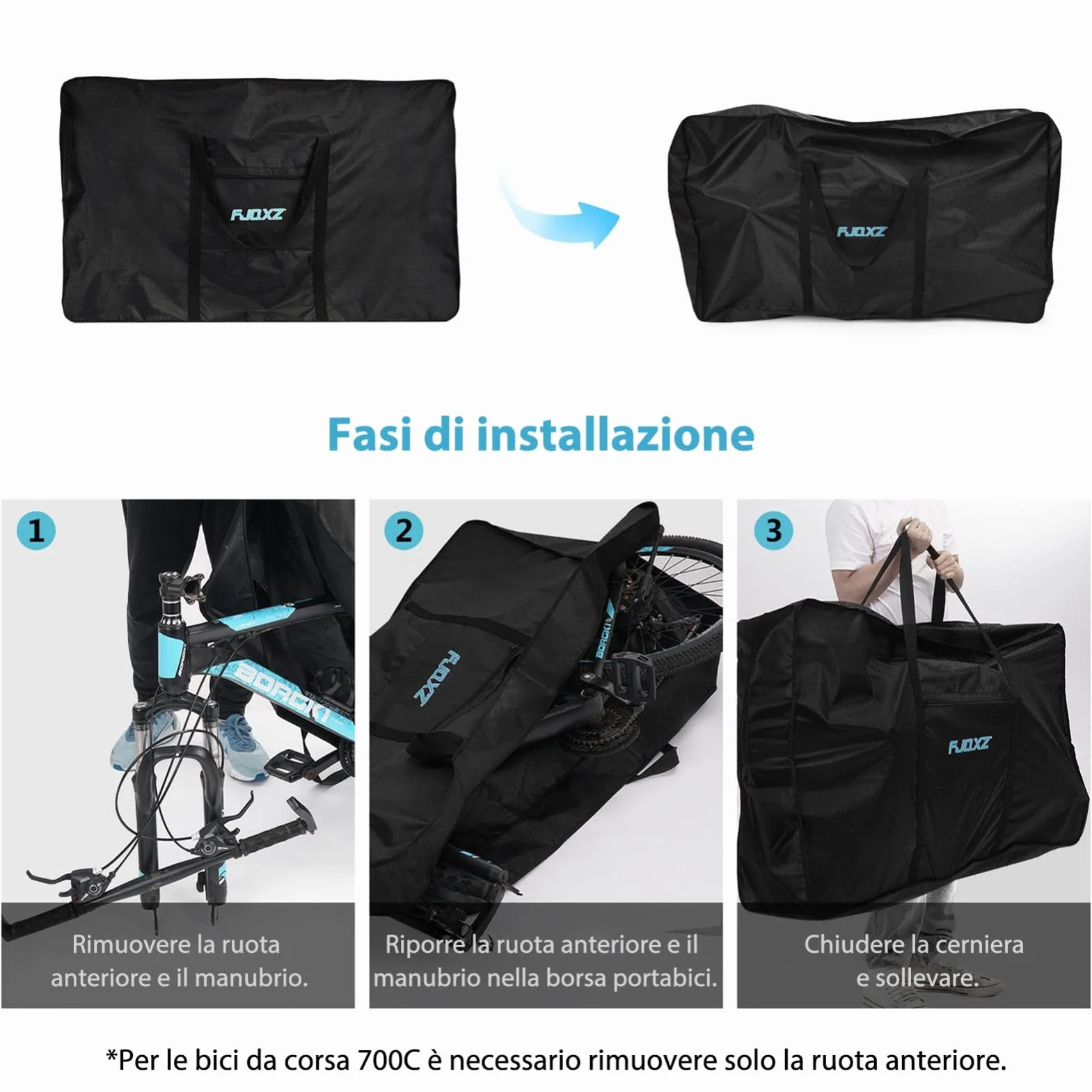 Borsa per Bicicletta 26 Pollici Impermeabile Borsa Portabici 1680D Oxford Sacchetto Di Trasporto della Bici Pieghevole per Trasporto/Viaggi Aerei/Ciclismo MTB/Ciclismo Viaggio