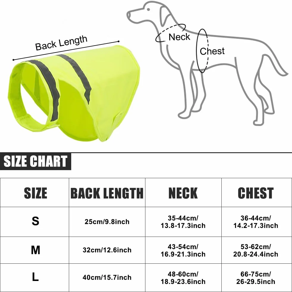 Gilet Riflettente per Cani,2 Pezzi Giacca di Sicurezza per Cane con Strisce Riflettenti Alta Visibilità Giubbotto Fluorescente per Cani di Piccola Media e Grande per Cammina di Notte