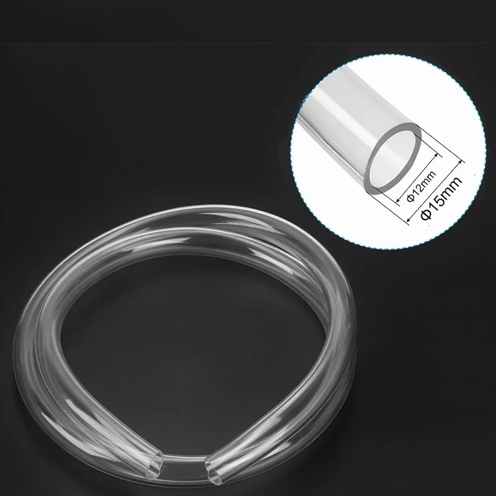 Yesallwas, Tubo Flessibile Trasparente 12mm x 15mm, 2 metri di lunghezza in plastica PVC per pompa dell'acqua,Serbatoio e Acquario