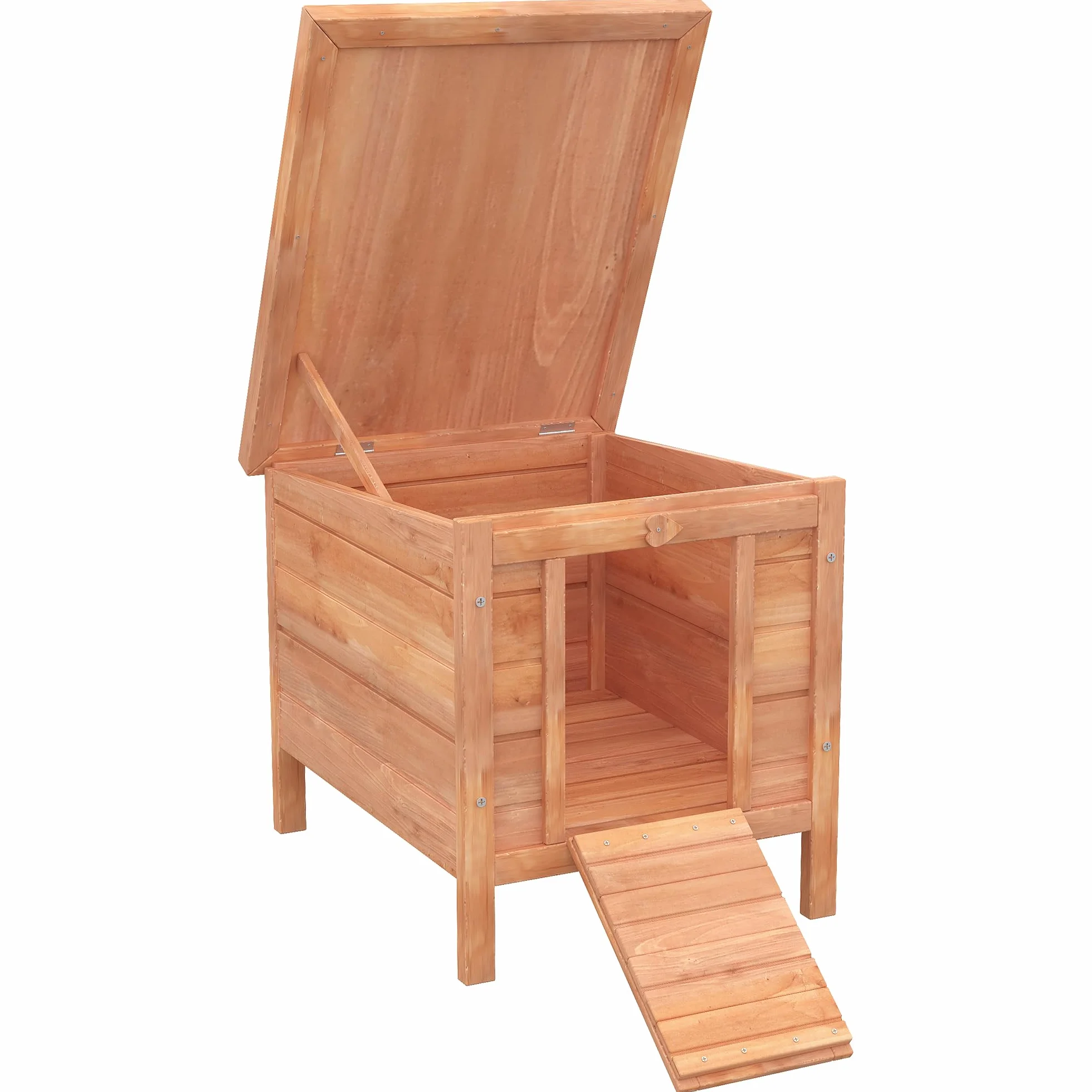 PawHut Conigliera Gabbia per Conigli da Interno Esterno Giardino Tetto Apribile in Legno 51x42x43cm