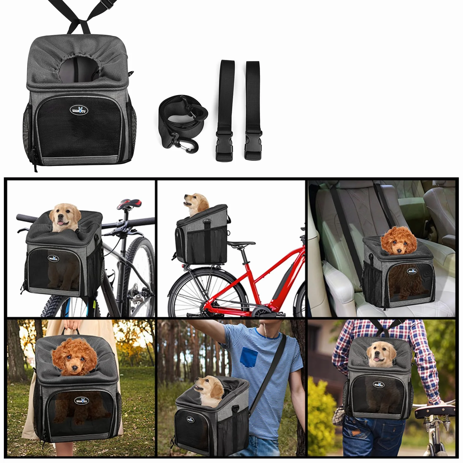 Lixada Zaino portabiciclette per Animali Domestici Portabiciclette per Cani Pieghevole Rimovibile,Cestino per Bicicletta Animale Domestico, per Cani/Gatti,Cestino Multiuso per Biciclette da Trasporto