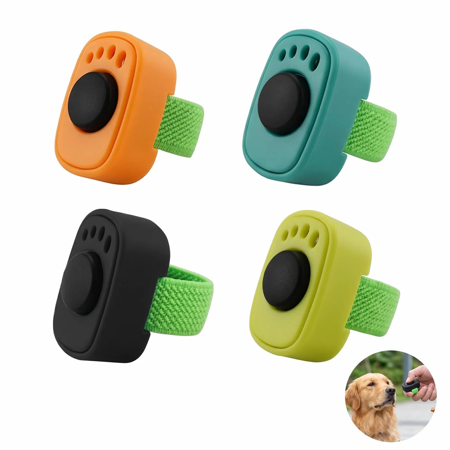 Set 4 Clicker Addestramento Cane, Accessorio Pratico Educazione Cane, Clicker Anello Dito per Educazione Cane, Accessorio Cane Clicker Anello per Cani Gatti Cavalli Addestramento
