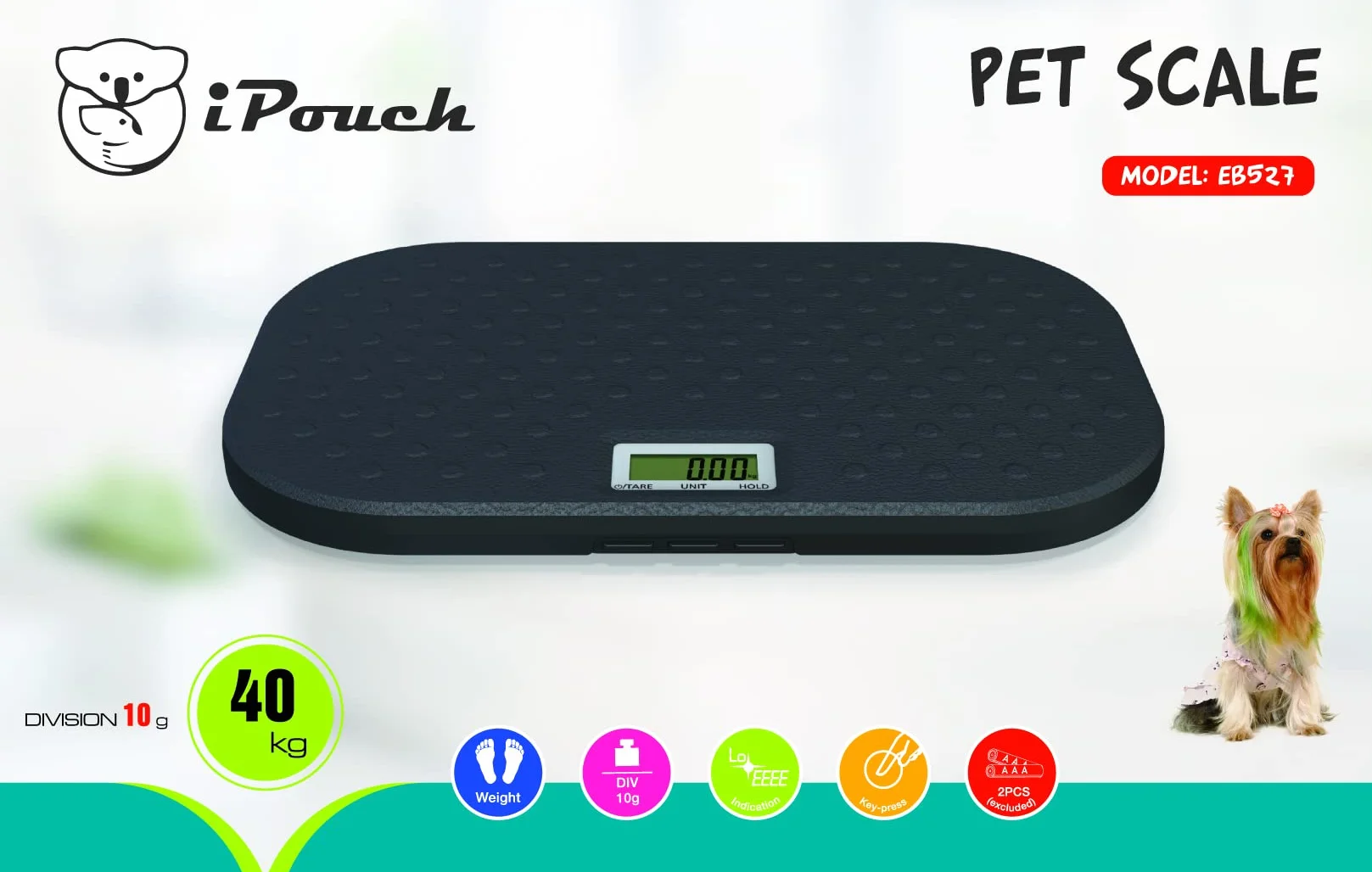 i-pouch Digital Electronic Pet Cat Dog Vet Veterinary Scale Weight Scales 40Kg 56 * 33cm piattaforma larga 10g precisione