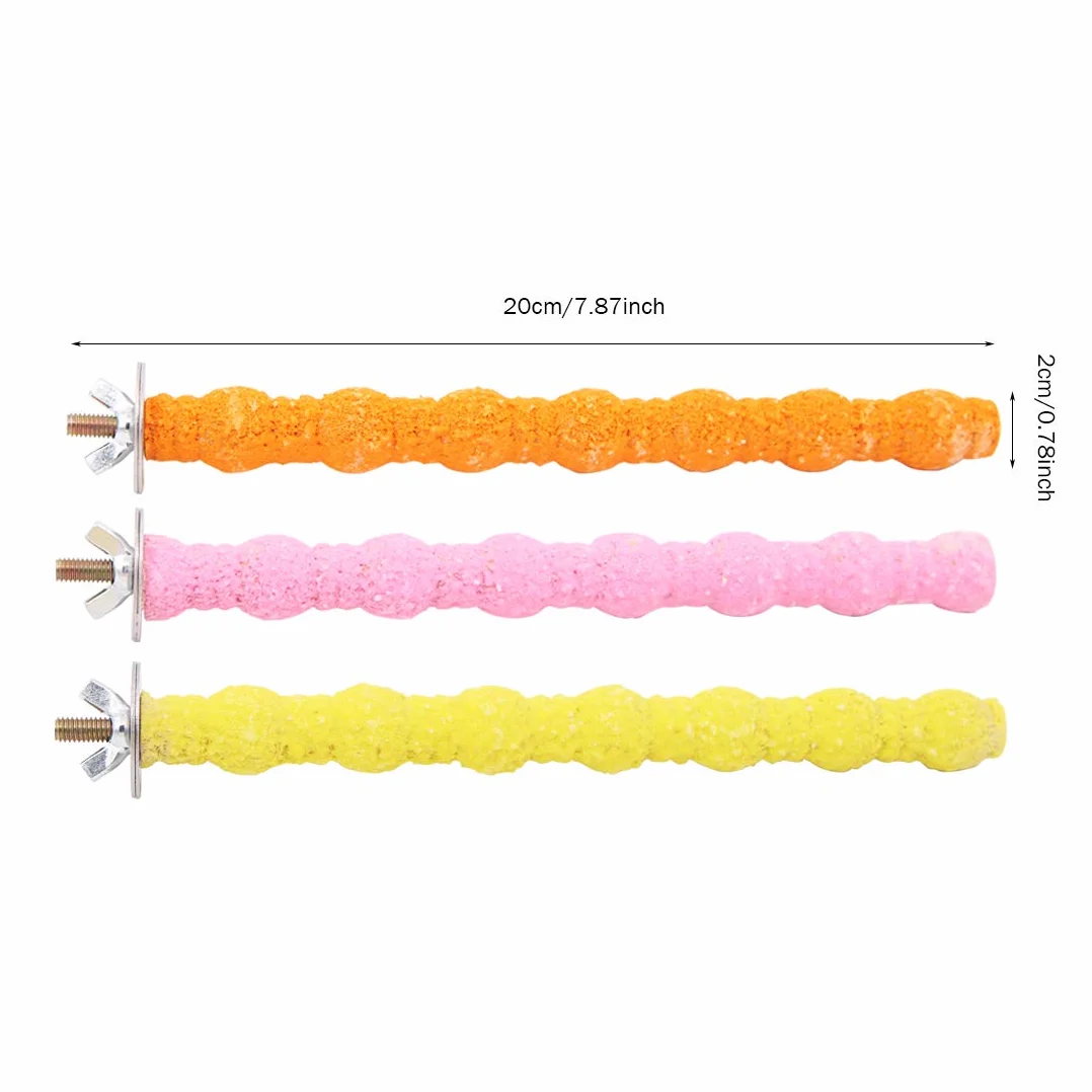 Wudong 6 Pezzi posatoi per pappagalli, Gabbia per Uccelli Colorata Scrub Stand Bar per Uccelli pappagalli pappagallini parrocchetto Cockatiels Conure Lovebird Cage Paw rettifica Giocattolo