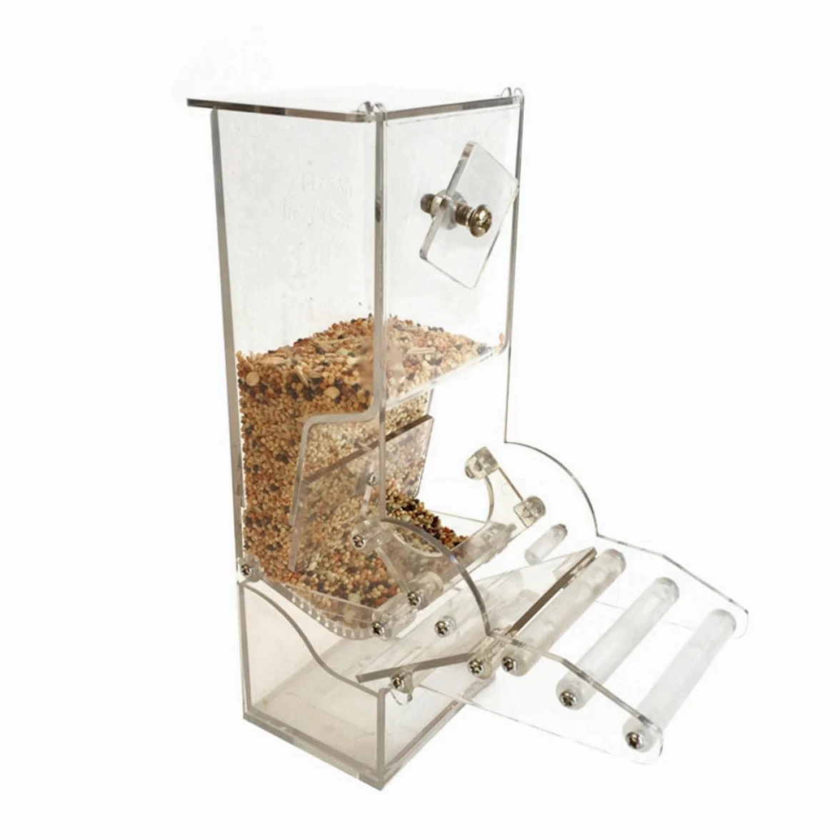 BESPORTBLE Mangiatoia Per Pappagalli in Acrilico Mangiatoia Per Uccelli Automatica Scatola Per Pappagalli e Uccelli Accessorio Per Gabbia Facile Da Installare e Pulire Piastra Regolabile Per